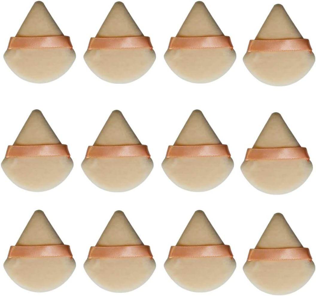 ZXUY Powder Puff Makeup Sponge for Loose & Cosmetic Foundation Washable Reusable Loose Cosmetic Foundation Sponge Wet Dry Makeup Tool (Khaki+12Pcs)