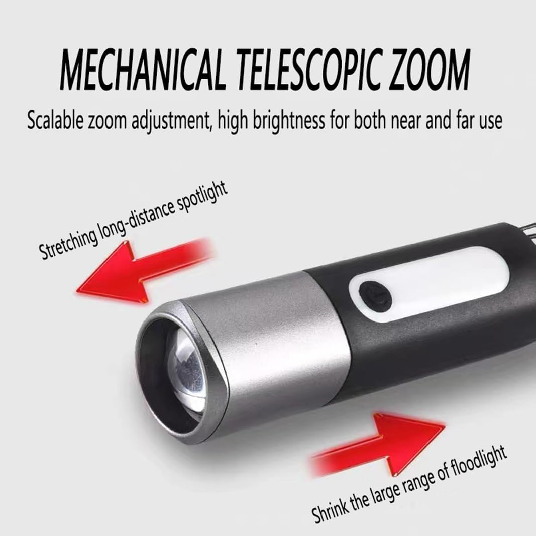 Mini Rechargeable Flashlight, 2000LM Tactical Torch with Dual Light Modes, Zoomable, Waterproof, Magnetic Hook & Bottle Opener for Camping, Hiking, Emergency (Keychain Design)