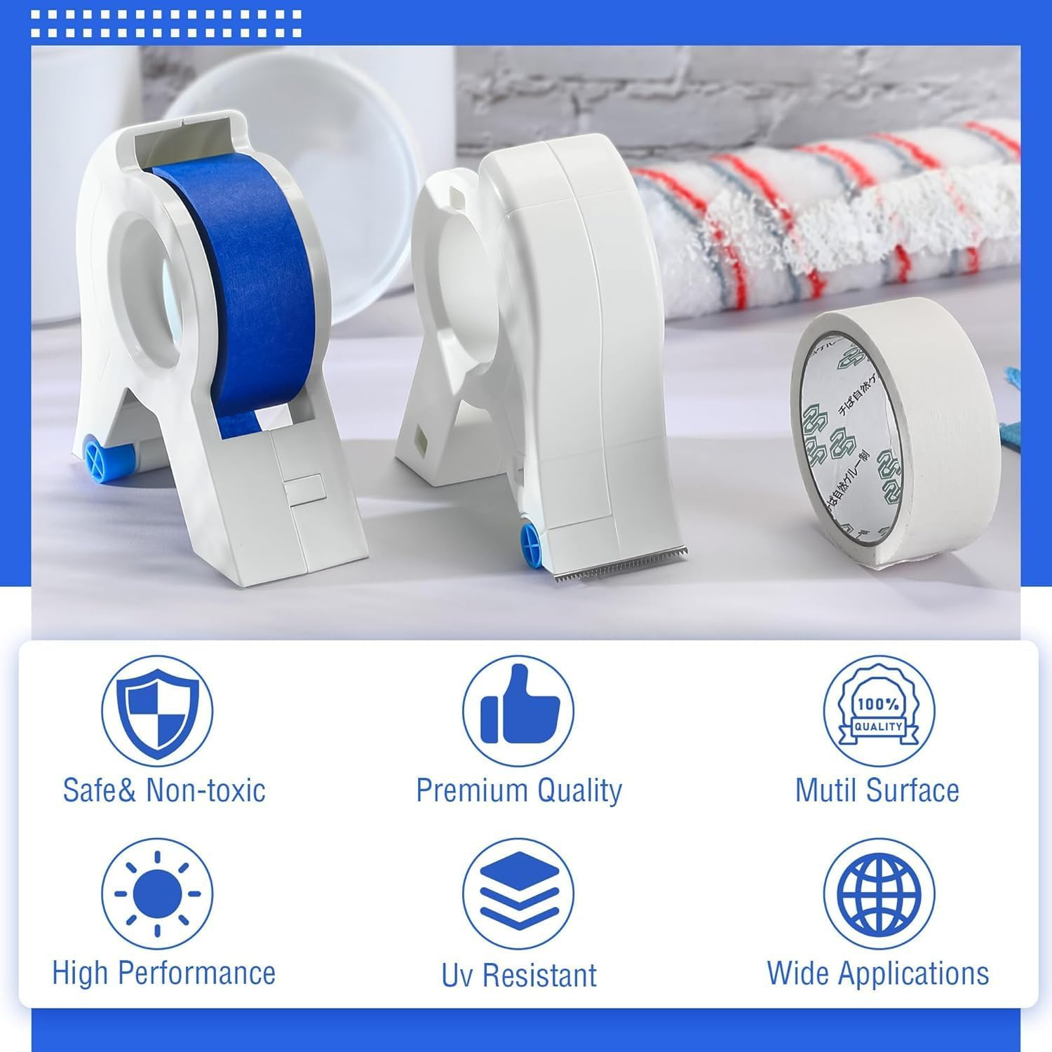 WADY Professional Masking Tape Dispenser & Applicator, Portable Painters Tape Cutter for Precise Painting, Multi-Purpose Masking Tool with Built-In Tape Holder image number 5