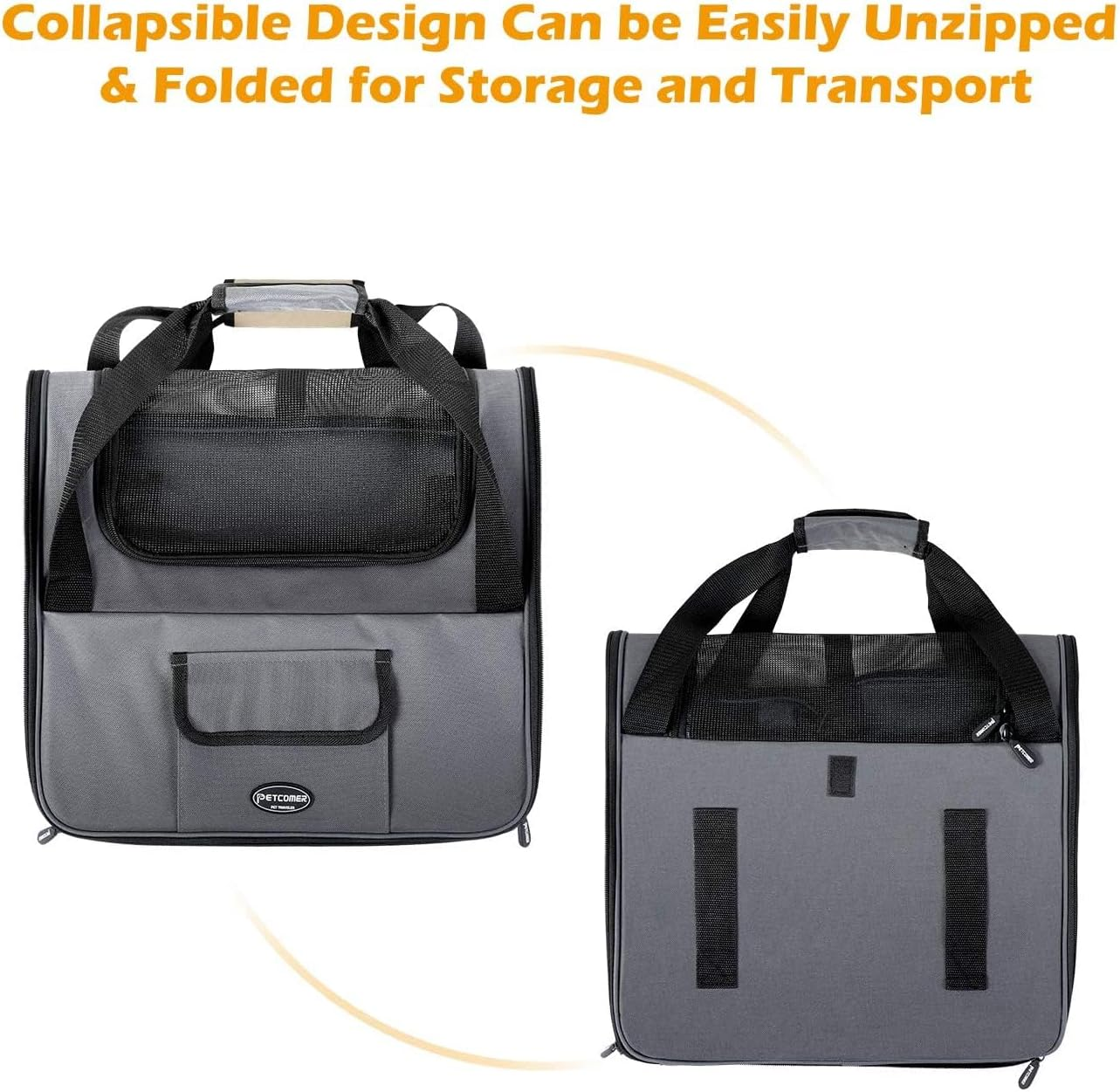 Pet Carrier Dog Cat Car Booster Seat Portable Soft Cage Travel Bag Foldable (Grey) image number 3