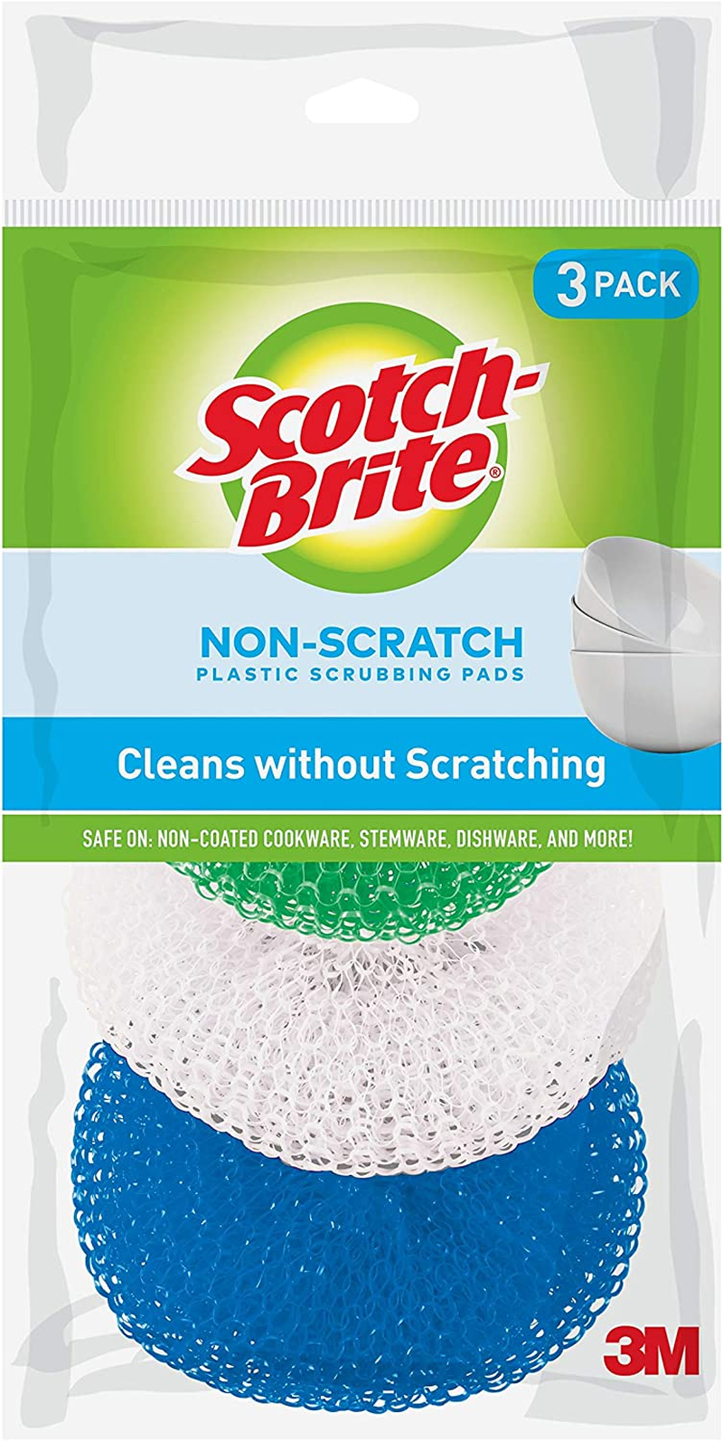 Scotch-Brite Non-Scratch Plastic Scrubbing Pads, 3 Count