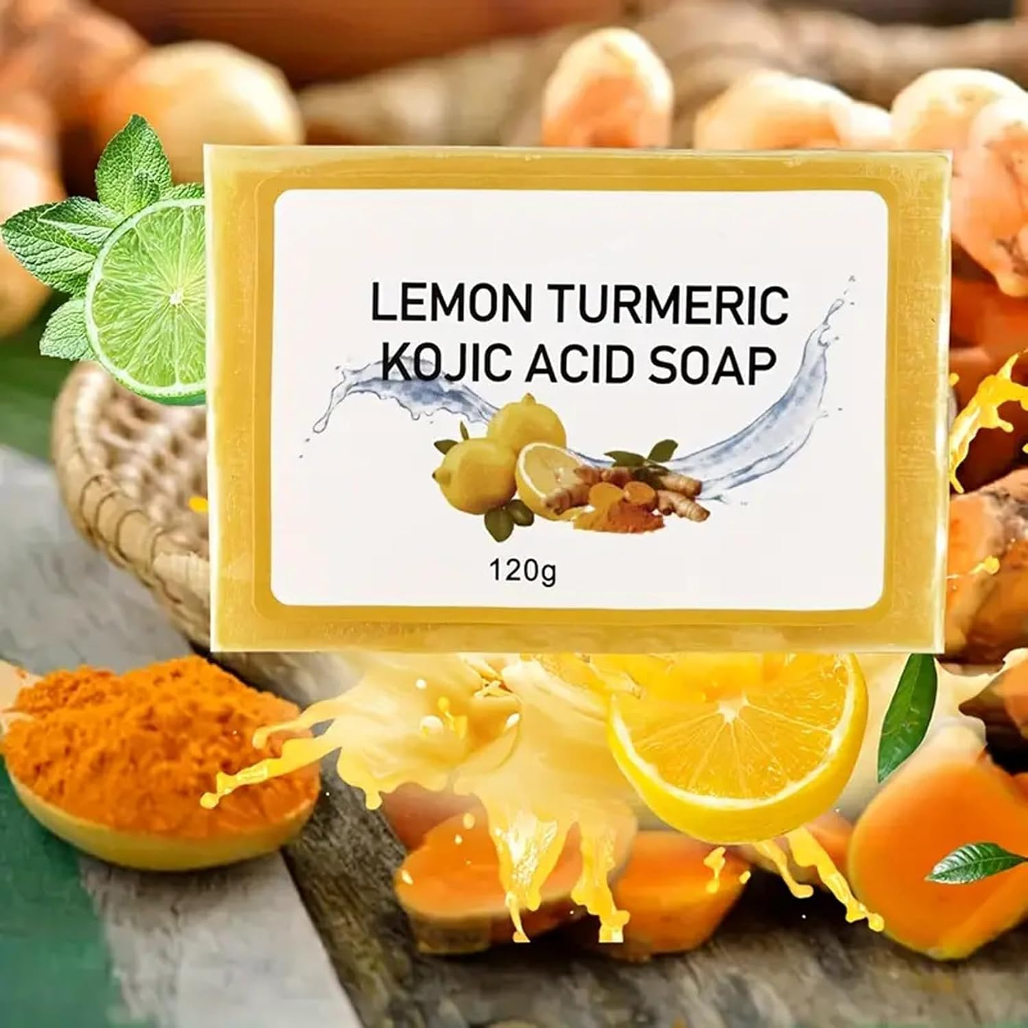Scentric Glow Soap, Lemon Turmeric Kojic Acid Soap, Turmeric Soap for Dark Spots, Melanin Turmeric Soap for Face and Body, Moisturizing Deep Cleansing for Women & Men, Turmeric Lemon Soap 120G (3Pcs) image number 2