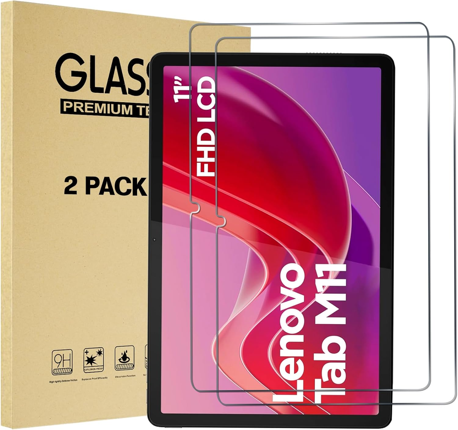 Procase 2 Pack Screen Protector for Lenovo Tab M11 2024, Tempered Glass Film Guard for Lenovo 11" Tab M11 2024 Release image number 5