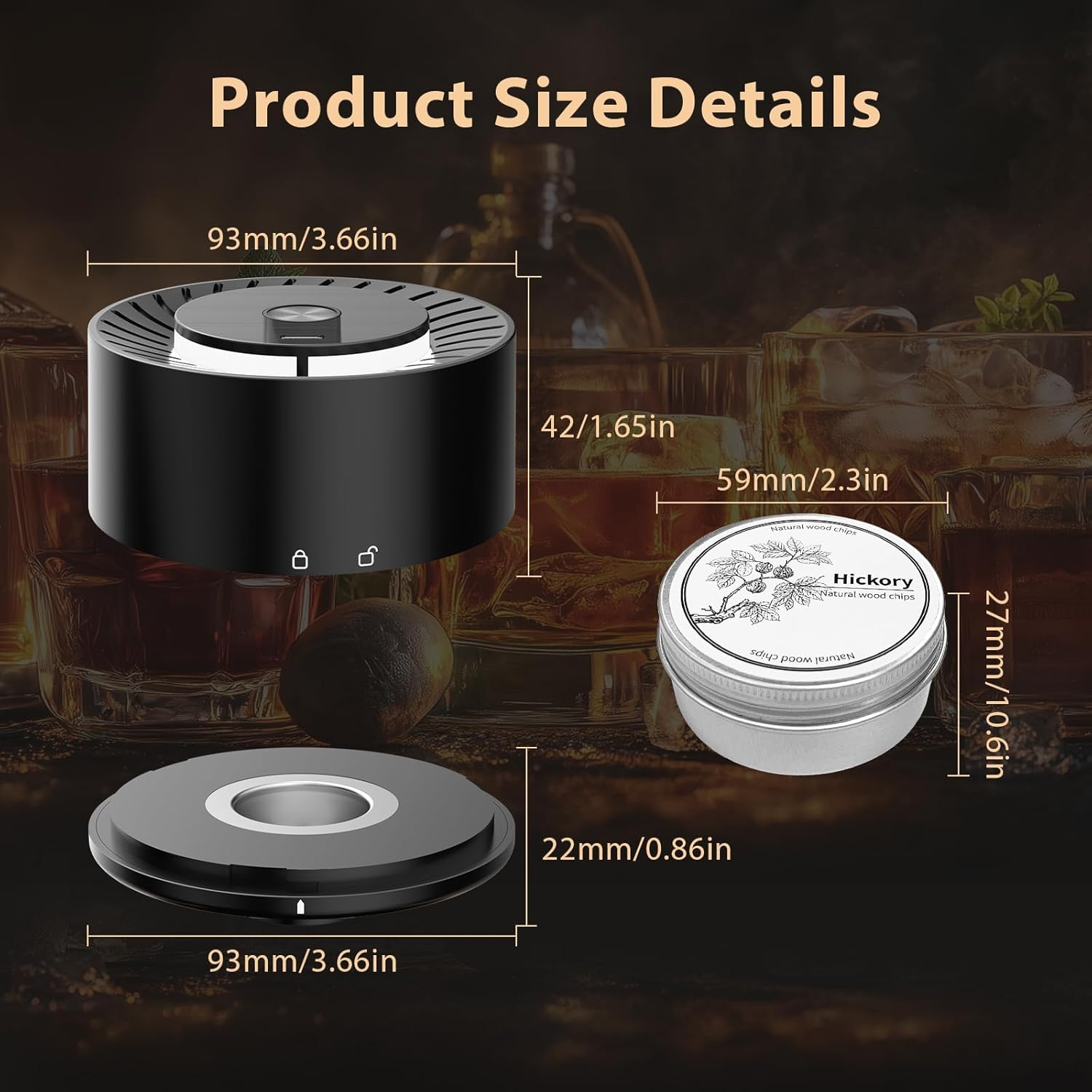 Electric Whiskey Smoker Kit with Rechargeable Built-In Lighter & LED Light, No Butane Needed, 6 Flavored Wood Chips for Old Fashioned Smoker Kit, Bourbon, Cocktail Father&rsquo;S Day Gifts for Men Husband image number 4