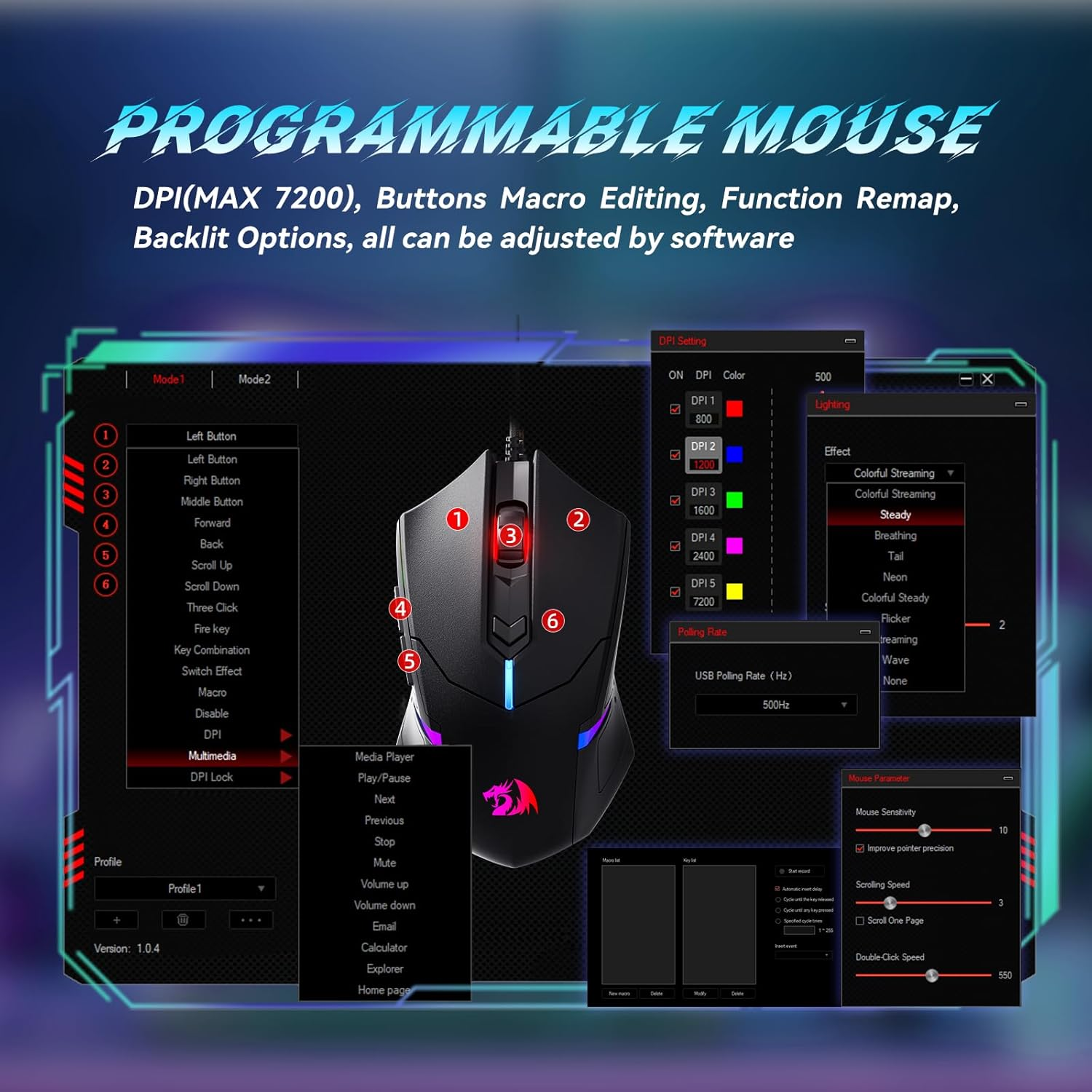 Redragon S101 Gaming Keyboard, M601 Mouse, RGB Backlit Gaming Keyboard, Programmable Backlit Gaming Mouse, Value Combo Set [New Version] image number 4