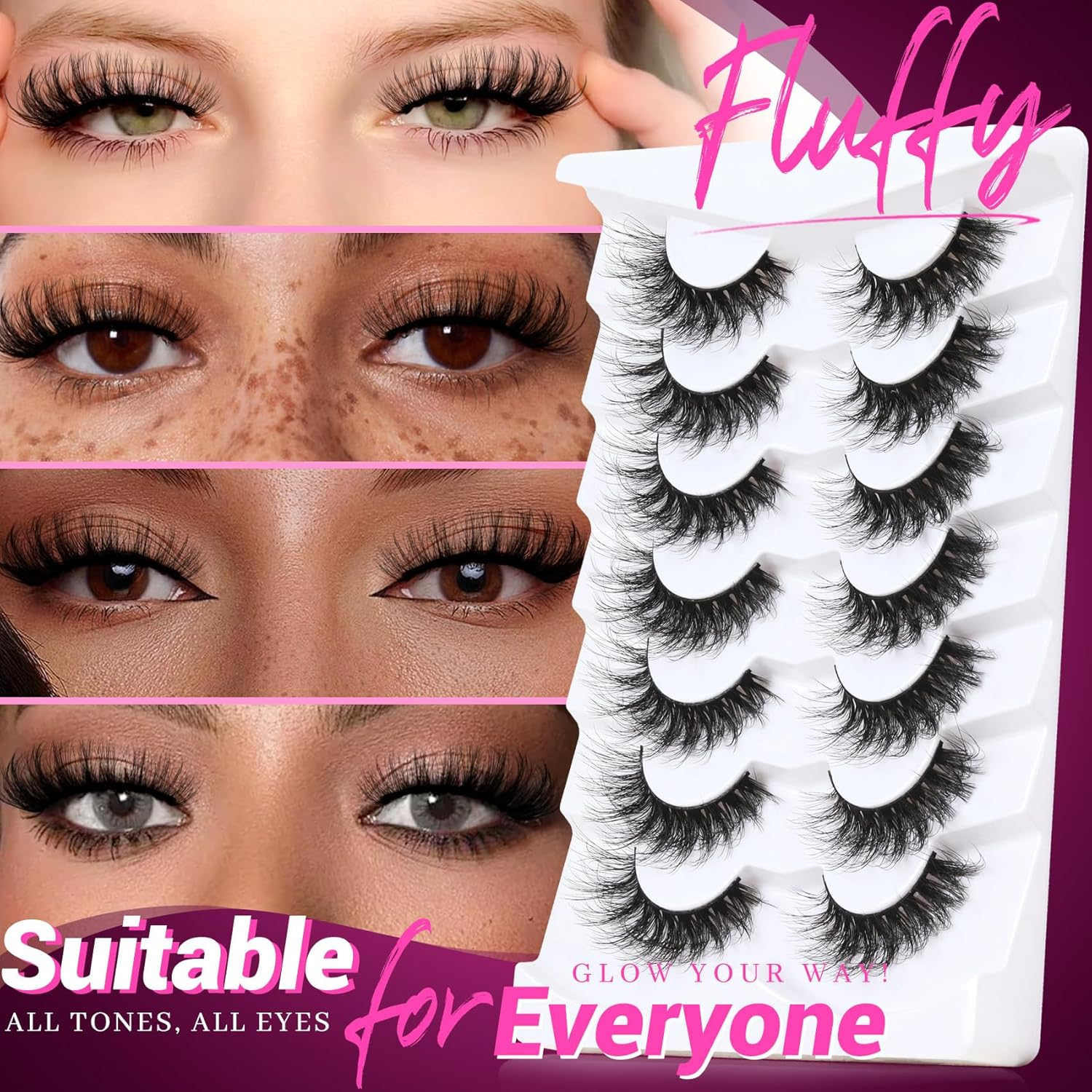 Veleasha Magnetic Eyelashes Manga Lashes Magnetic Lashes with Applicator Natural Look Reusable No Glue Easy to Apply & Remove Spiky False Eyelashes Lashes Wispy image number 3