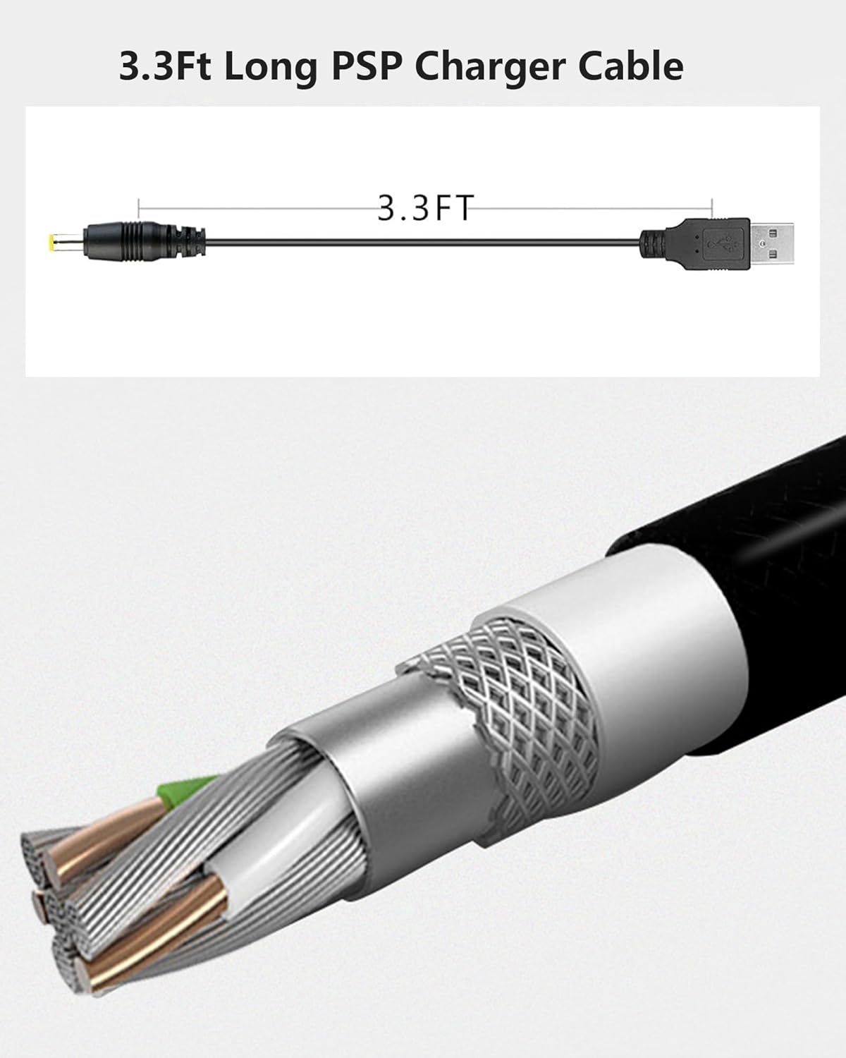 PSP Charger Cable, Replacement PSP USB Cable for Sony PSP 1000 2000 3000 Series image number 3