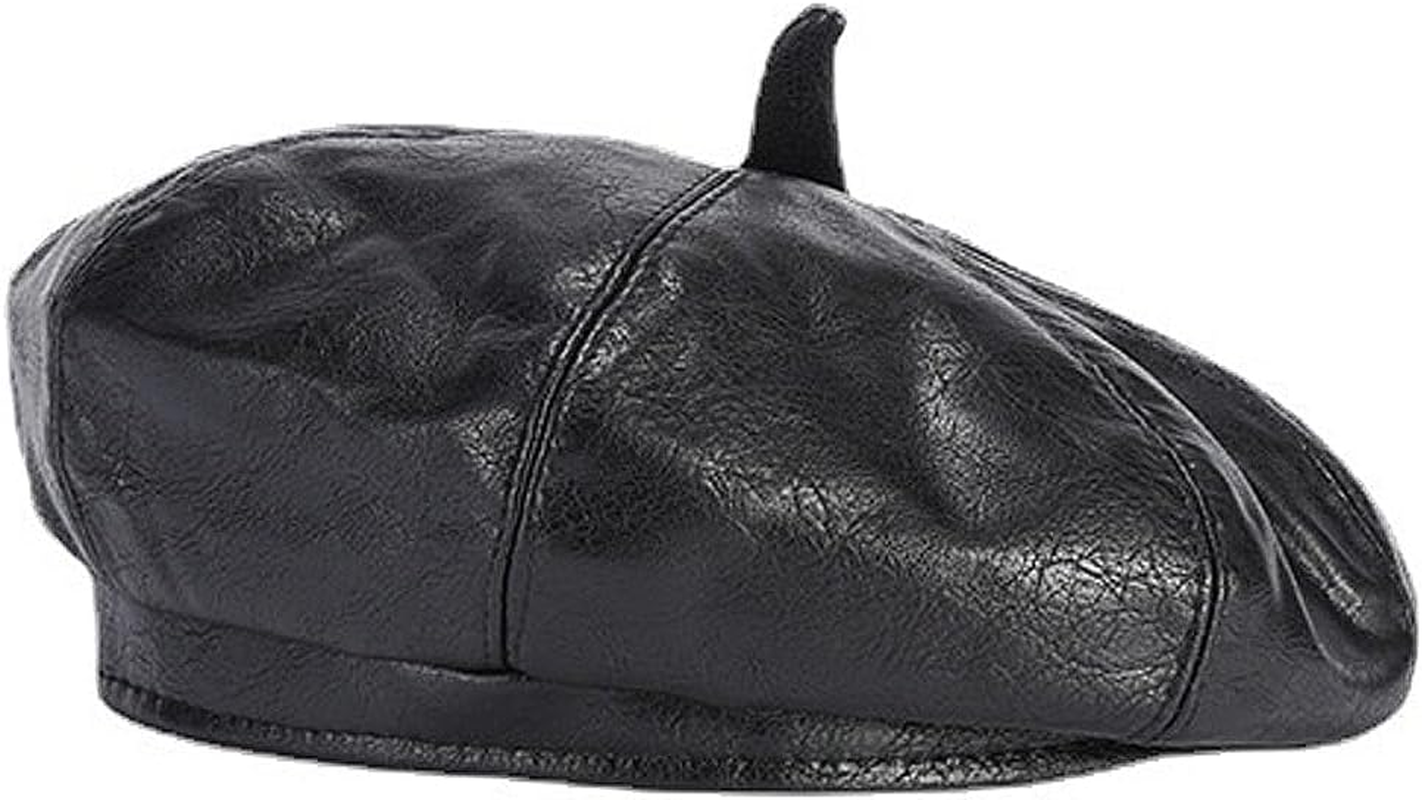 TRADERPLUS 8 Panels Newsboy Cap for Women, PU Leather French Artist Beret Hat Fiddler Cap image number 4