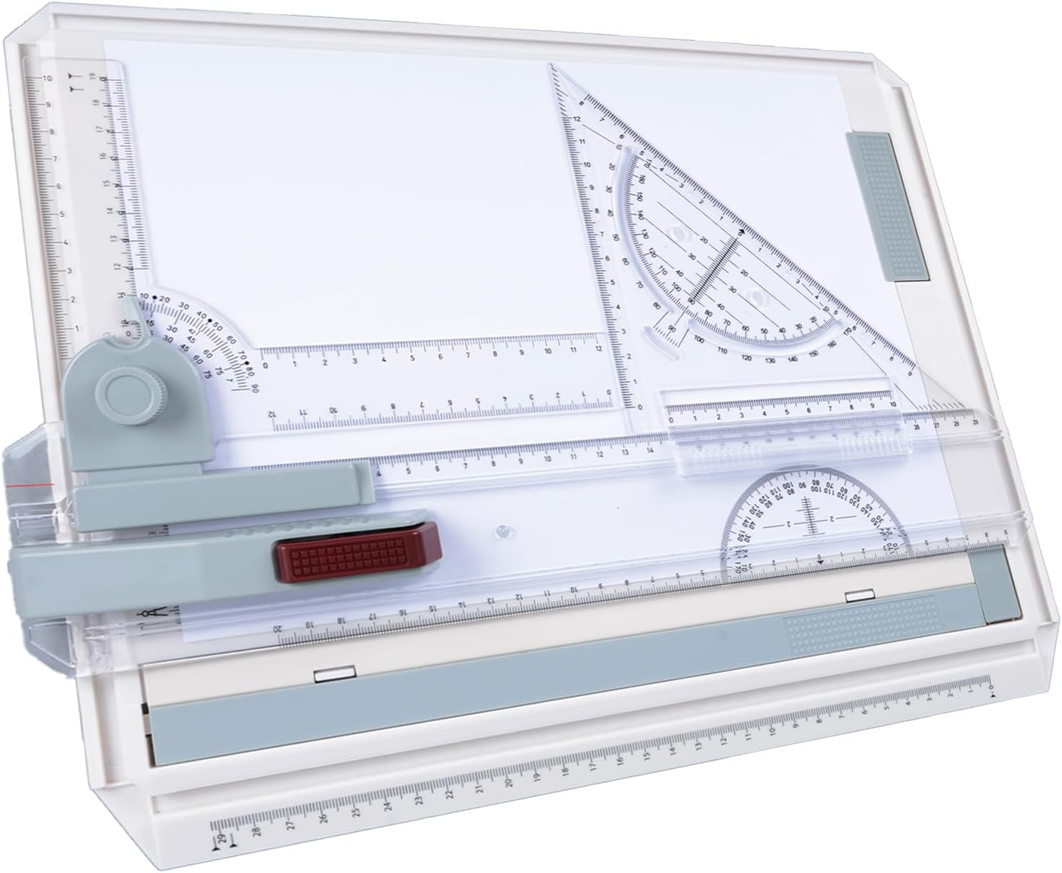 Portable A4 Drafting Board Set - Multi-Functional Drawing Table with Protractor Sliding Square, Straightedge & Rotating Square - Lightweight & Durable Art Board (14.9 Inx 11.8 In) image number 1