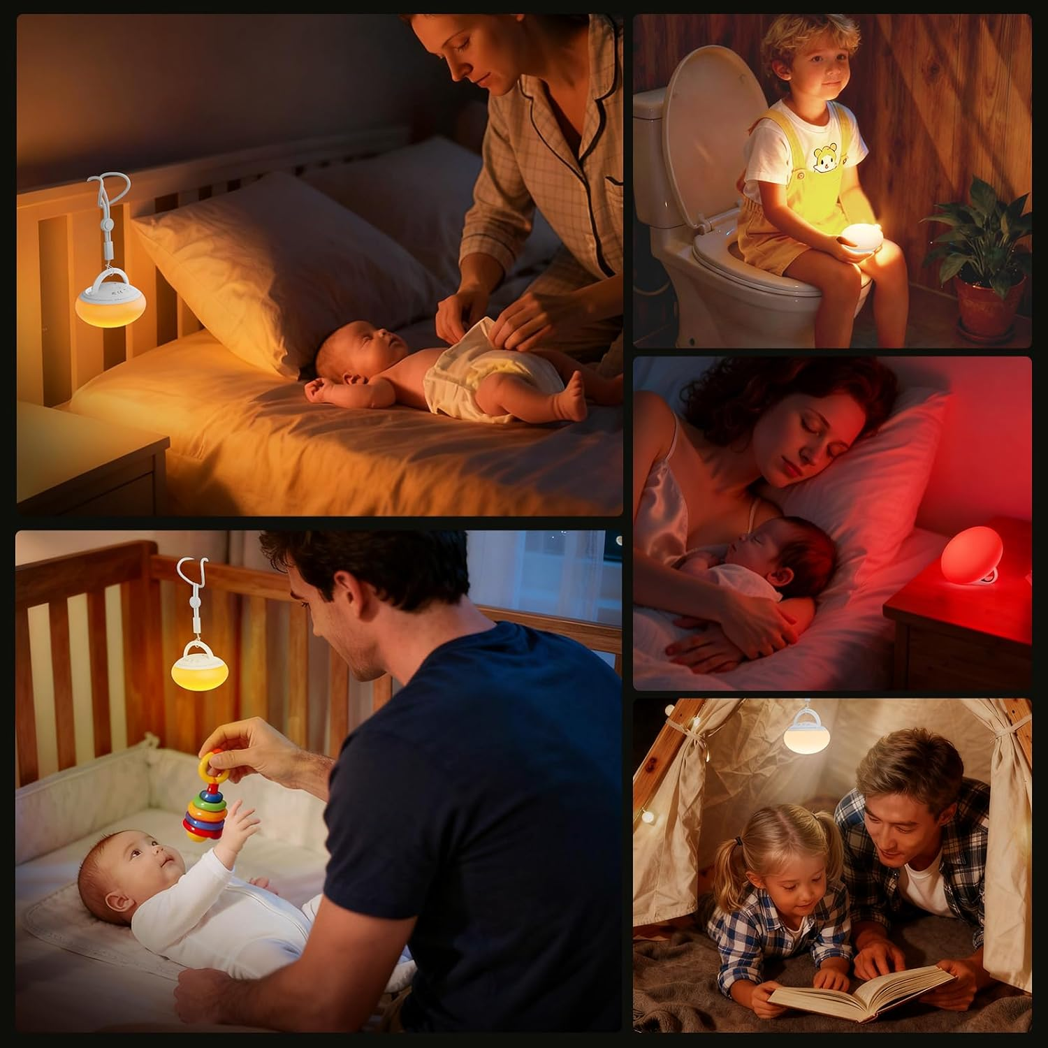 Night Light, Timer & Stepless Dimming, Portable Hanging Design for Breastfeeding, Kids Bedroom & Travel, Eye-Caring Night Light for Baby 3 Light Modes (Warm White/Amber/Red) image number 3