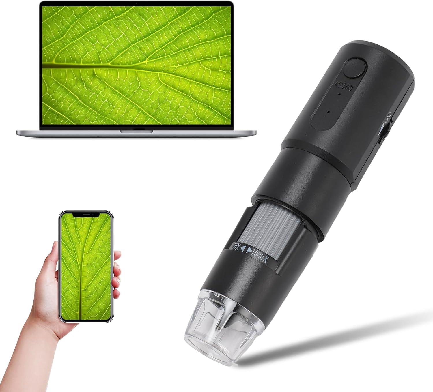 Wireless Digital Microscope, 50X to 1000X Magnification Portable Wifi Handheld Digital Microscope with 8 Leds, Compatible with Android 4.4, Ios 9.0, 7 8 10, OS X 10.8 or Higher image number 2