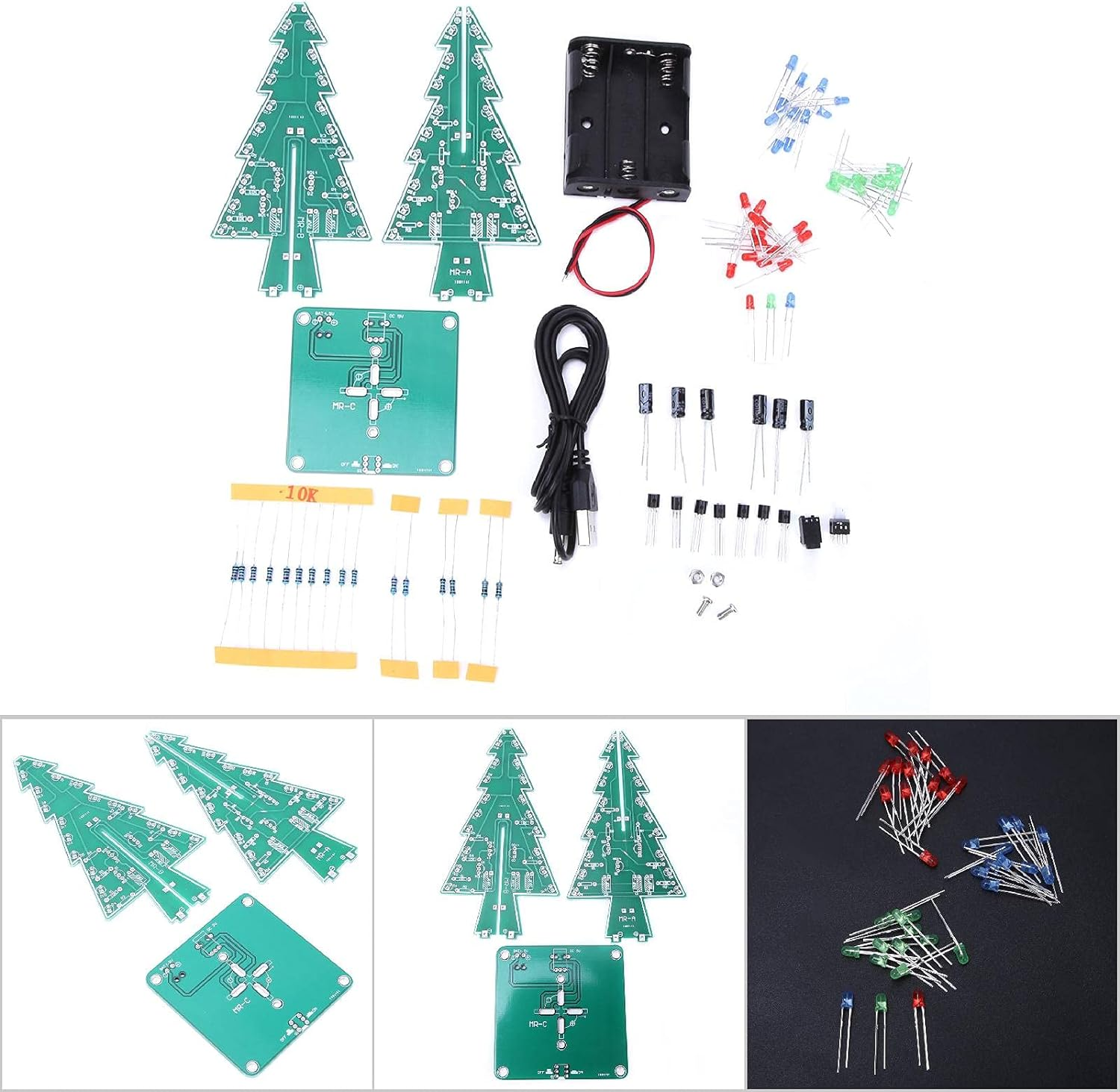 3D LED Christmas Tree, Electronic Christmas Tree with Lights, PCB Light Board Christmas Tree for Festive Holiday Decorations (3 Colors, without Battery) image number 2