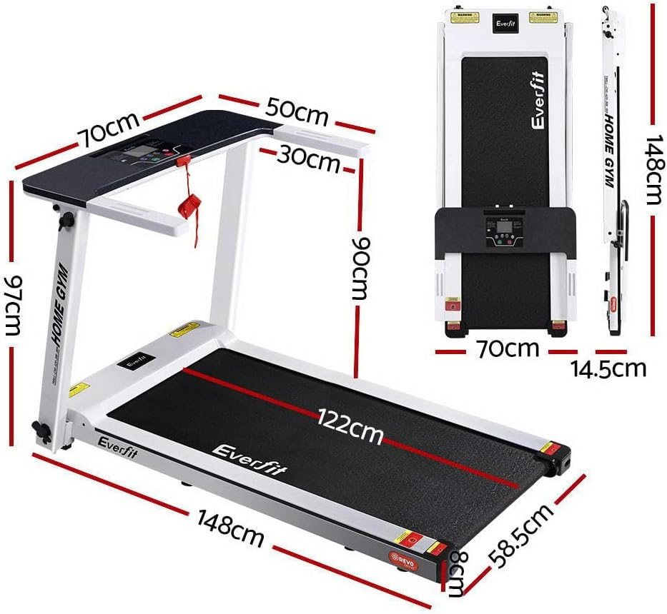 Everfit Treadmill Electric Treadmills with 420Mm Running Belt, Fully Folding Walking Pad Foldable Machine Exercise & Fitness Equipment, White with up to 12Km/H Speed for Home Gym Cardio Training image number 1