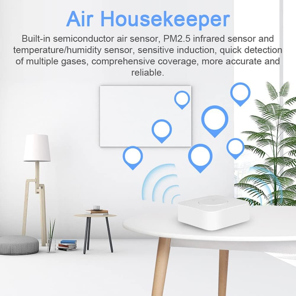 Nurdo Tuya Wifi Intelligent Air Quality Monitor 6-In-1 Air Housekeeper Pm2.5/Formaldehyde/Voc/Co2/Temperature/Humidity Detector Compatible with Alexa Google Home for Home Office image number 4