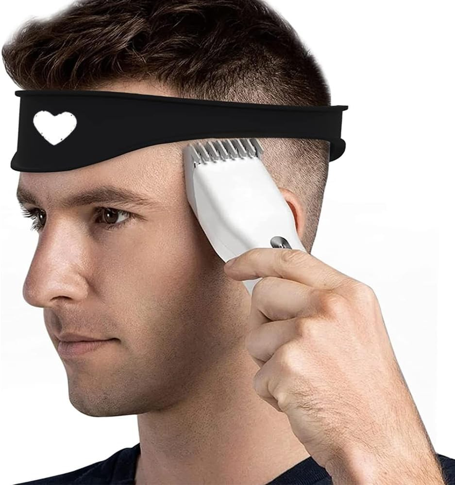 Adjustable Neck Hair Guide - Hair Trimming Guide Tool for Cutting - Portable Silicone Haircut Bands Hairline Shaping Tool for Home Haircuts Neckline Shaving Template and Hair Trimming Guide (Black) image number 1