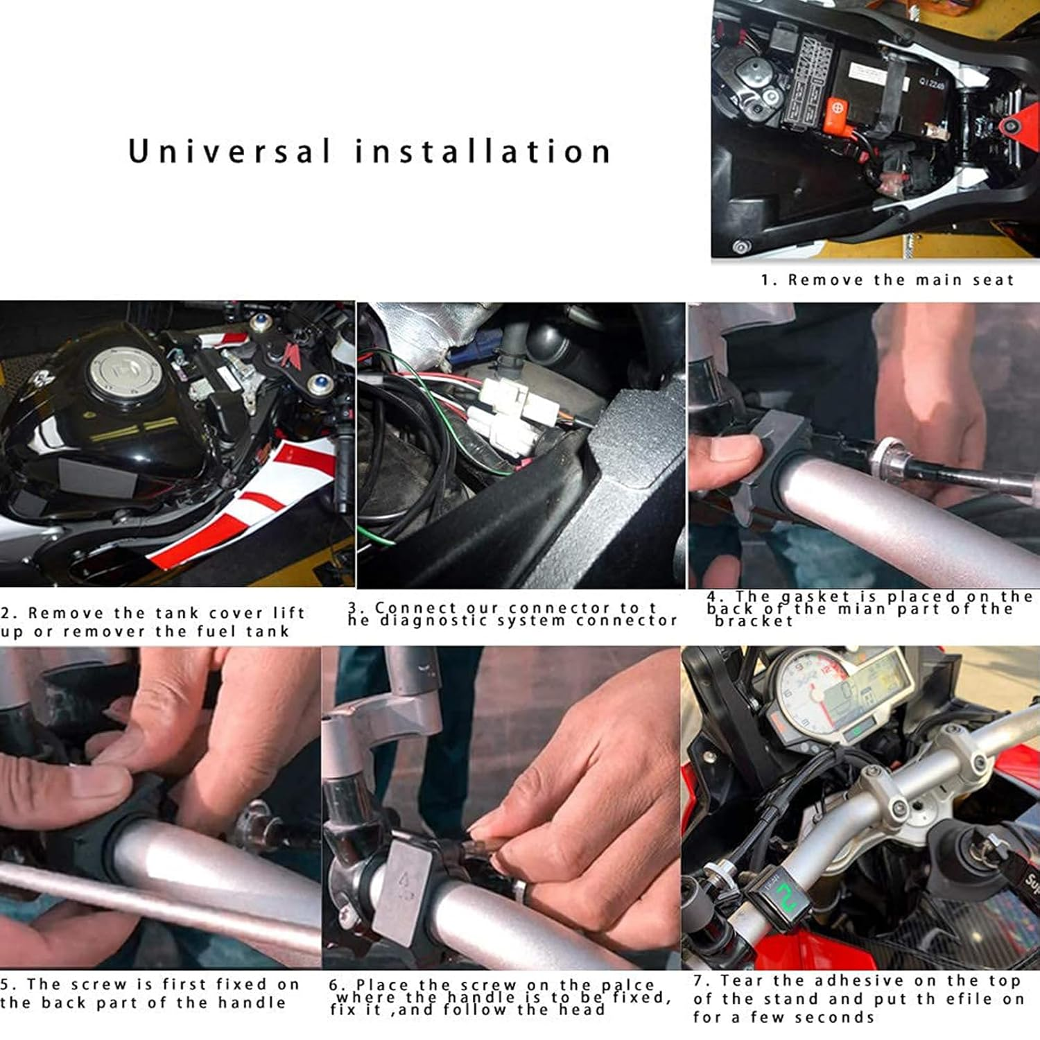 Motorcycle Gear Indicator Compatible with Honda with Holder Bracket,Waterproof LED Digital Display Speedometer Shift Lever Sensors Plug & Play (Red)