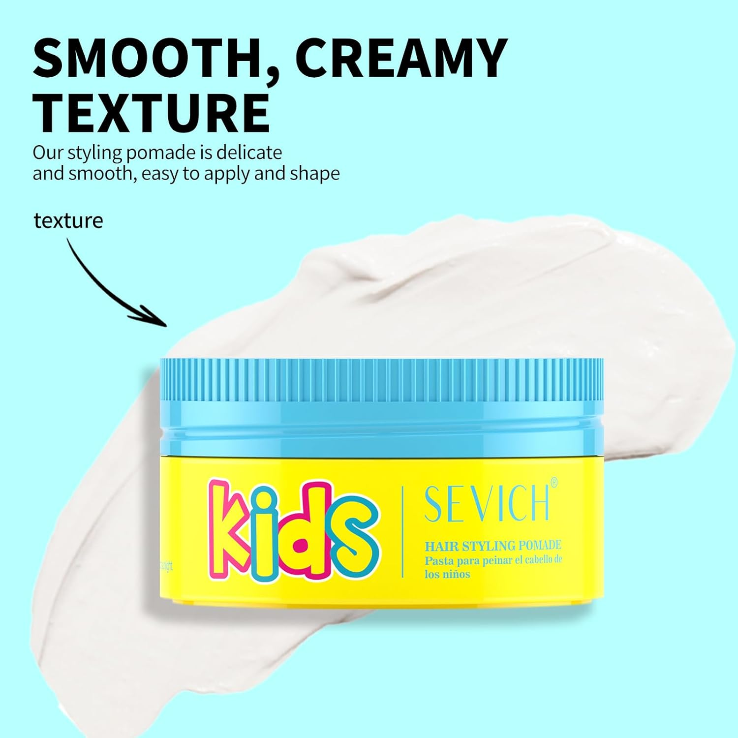 SEVICH Kids Hair Styling Pomade, Toddler Styling Clay - Gentle Gel for Sensitive Scalp, Water-Soluble & Long-Lasting Hold, Tames Unruly Hair, Plant-Based Ingredients for Boys Girls,80G image number 3