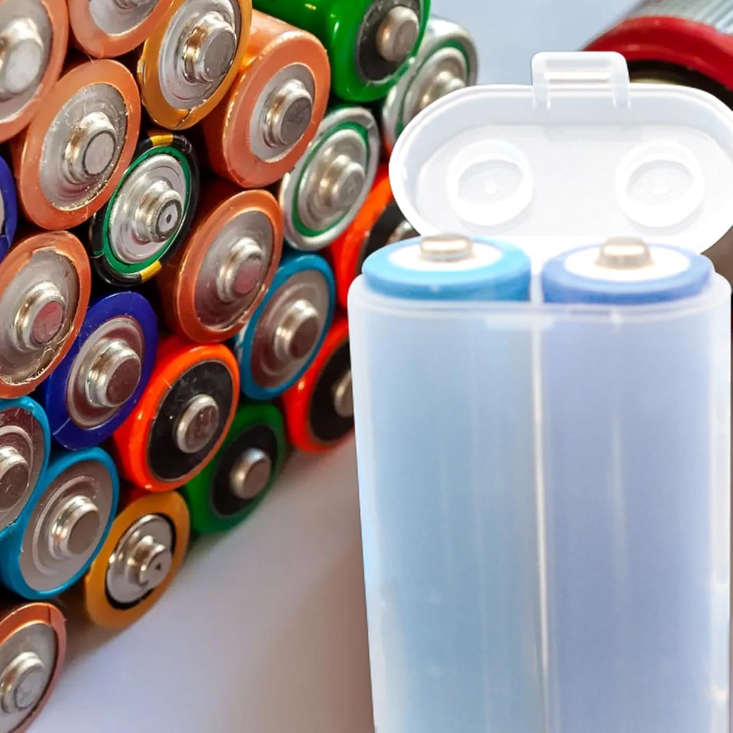 Battery Case - AAA Batteries Container | Storage Box | Hard Cases | Electronic Component Boxes | Portable Organizer Holder Box Holder with Lid for Easy Access image number 2