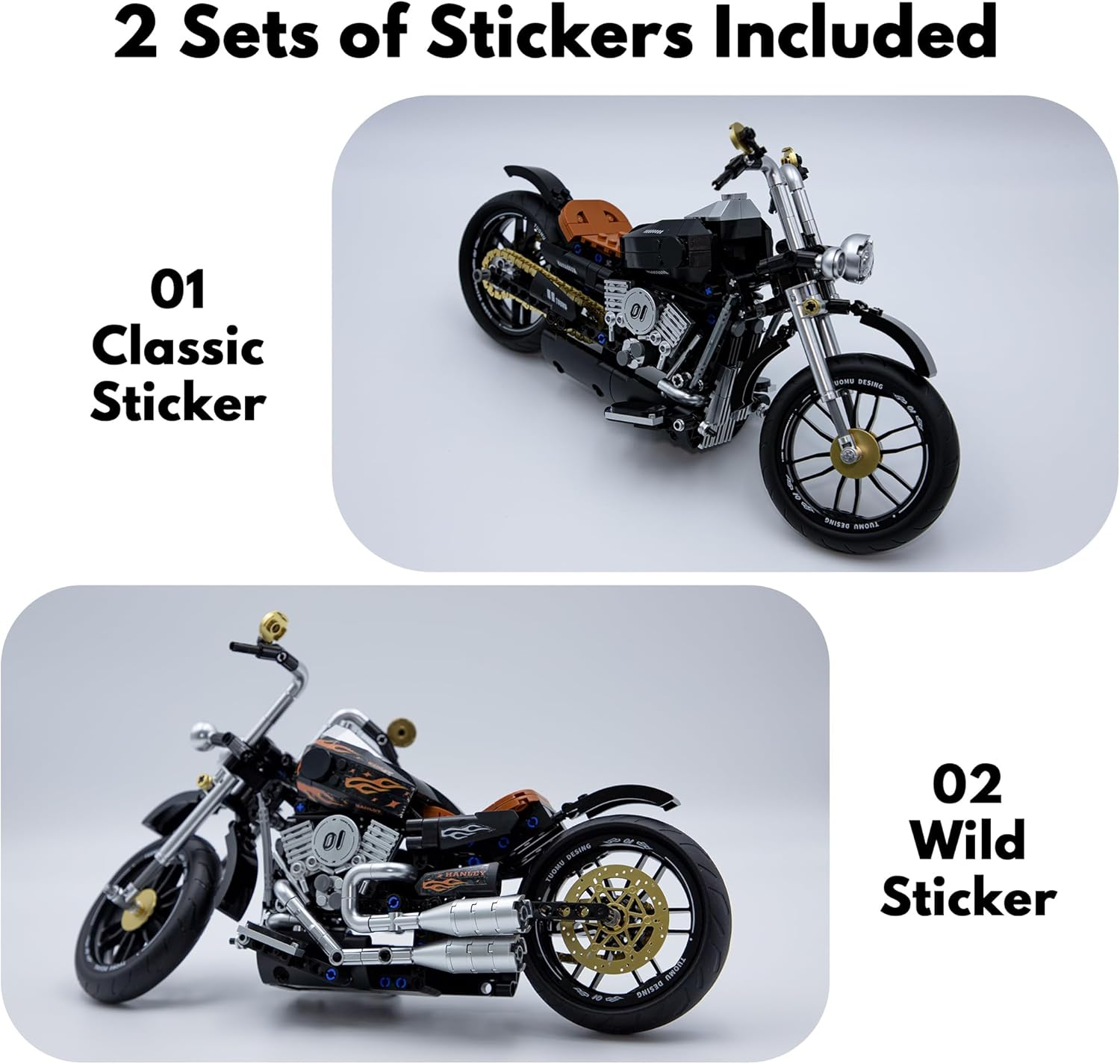 TAIKONLAB Vintage Motorcycle Building Block Toy Set, Collectable Heavy Motorcycle Building Block Model Kit, Gift for Kids and Adults (445 Pieces) image number 2