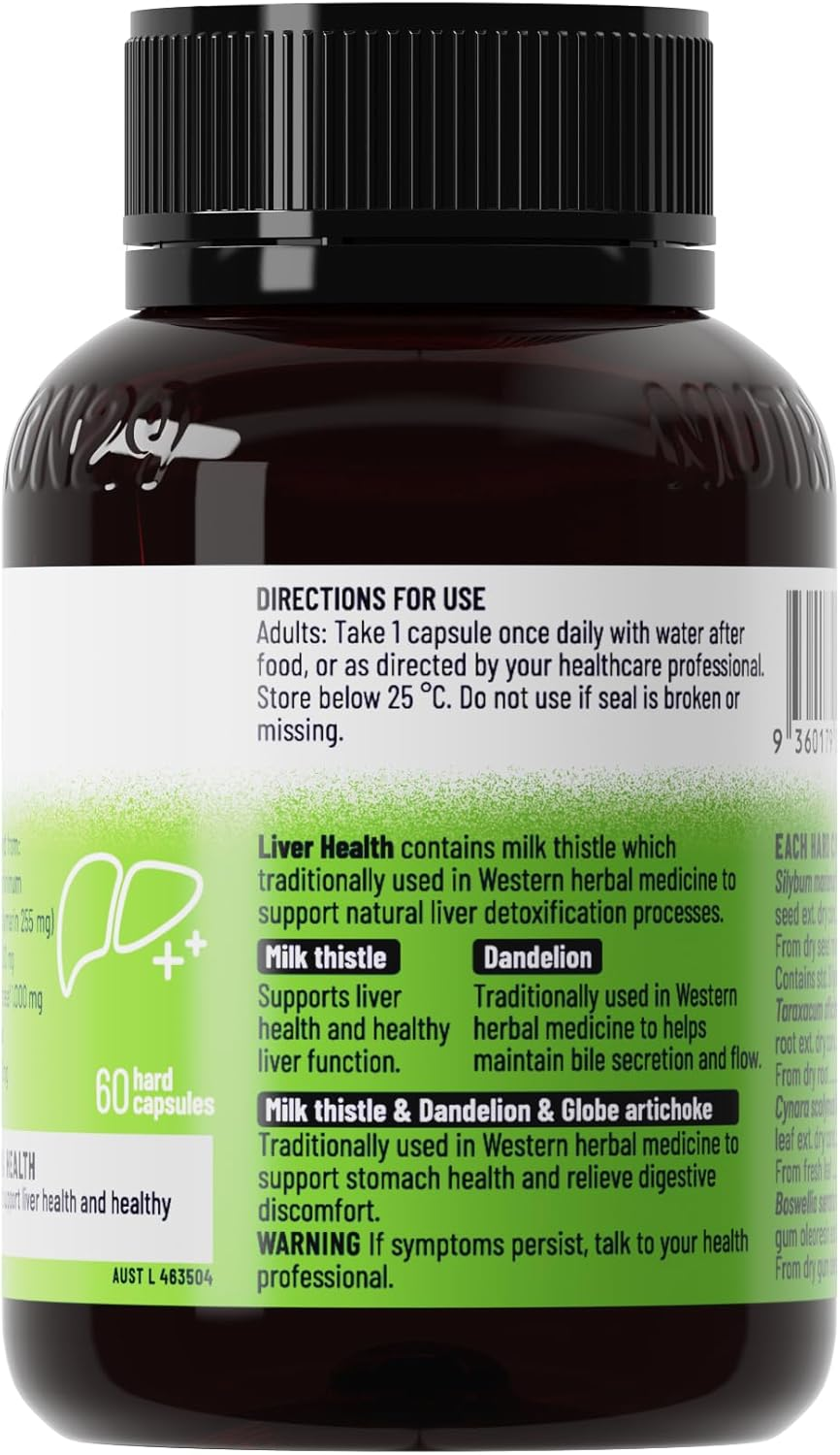 Nutrition29 Liver Health Capsules with Milk Thistle Turmeric & Globe Artichoke Extract 30/60/200 Count