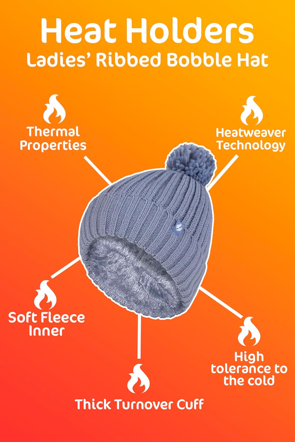 HEAT HOLDERS - Womens Knitted Style Fleece Lined Warm Thermal Winter Beanie Hat image number 3