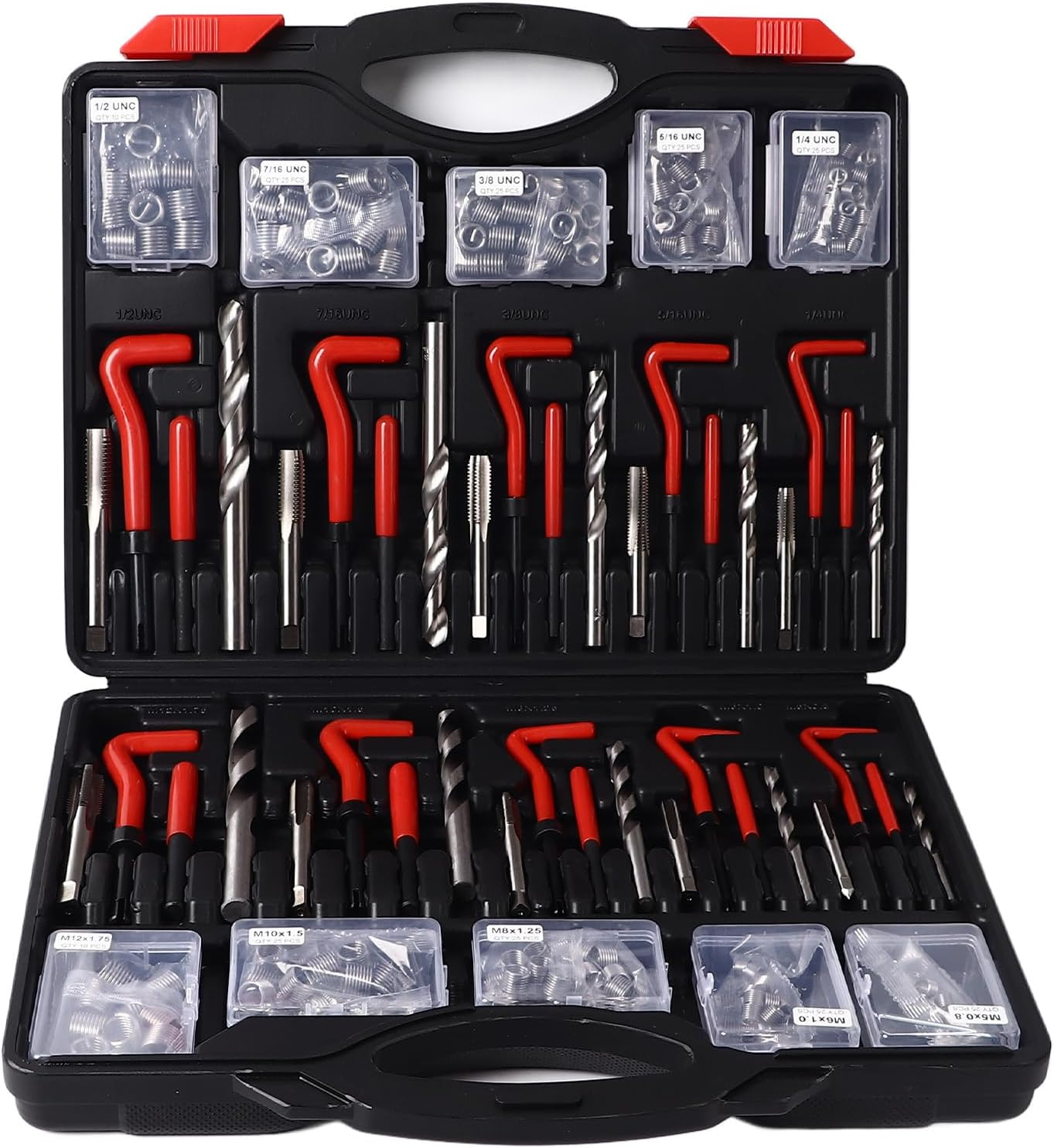 Screw Thread Repair Kit, Metric Imperial Sizes 261 Pieces High Hardness Self Tapping Insert Tool for Automotive Components