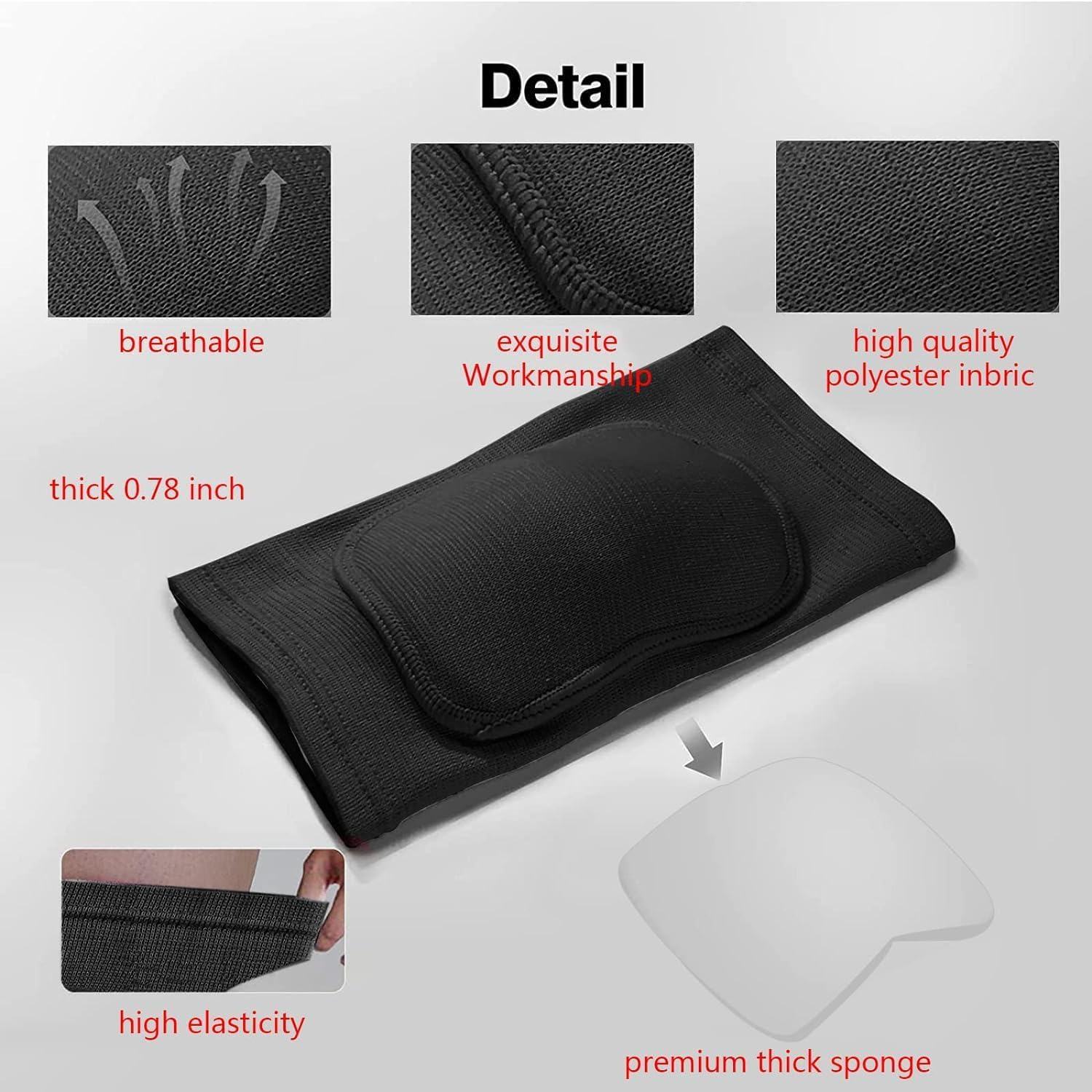 Protective Knee Pads Soft Breathable Knee Guards, Thick Sponge Anti-Slip Knee Protector Brace Sleeves Kneepads for Volleyball Football Dance Yoga Tennis Running Cycling Workout Men Women image number 3