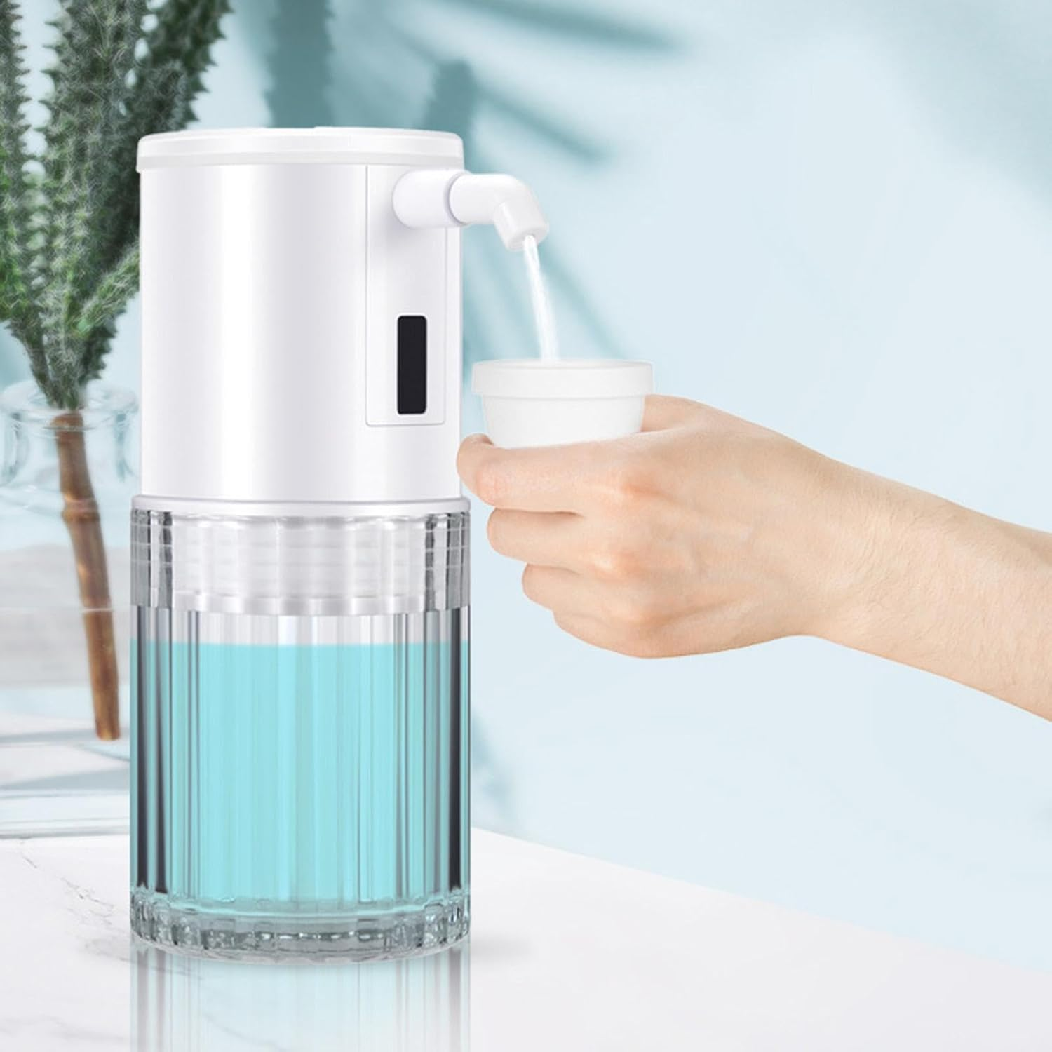 Glass Mouthwash Dispenser - Automatic Mouthwash Dispenser, Touchless Mouthwash Container | Rechargeable Countertop Mouth Wash Container, 3-Mode Glass Mouth Pump Dispenser for Bathroom and Kitchen