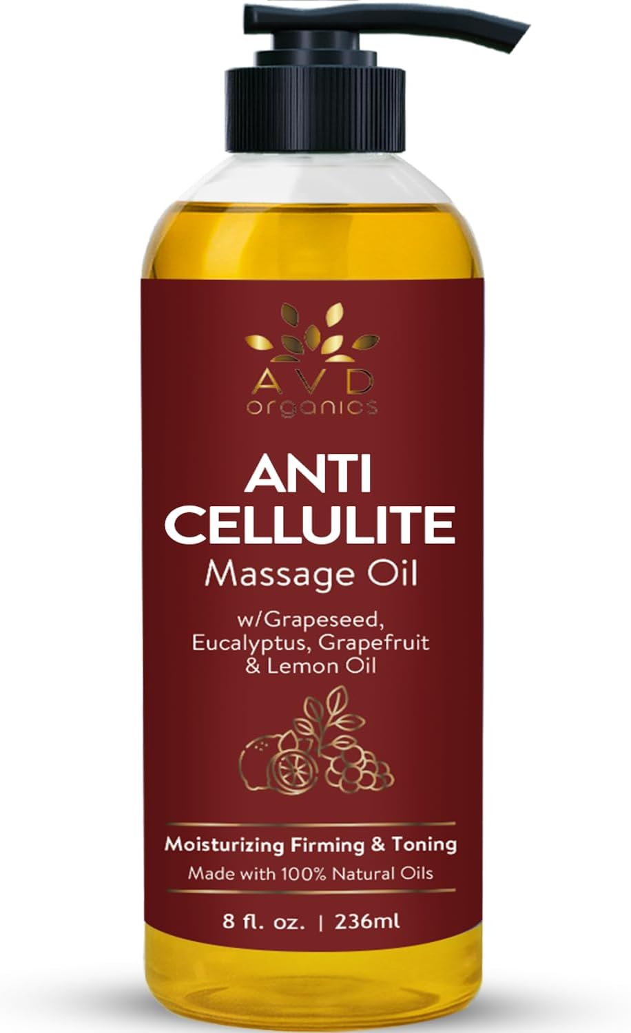 AVD Organics Anticellulite Massage Oil 236 Ml | Elevate Your Massage Rituals with This Oil Offering Deep Skin Nourishment and a Soothing Aromatic Touch| 8 Fl.Oz image number 3