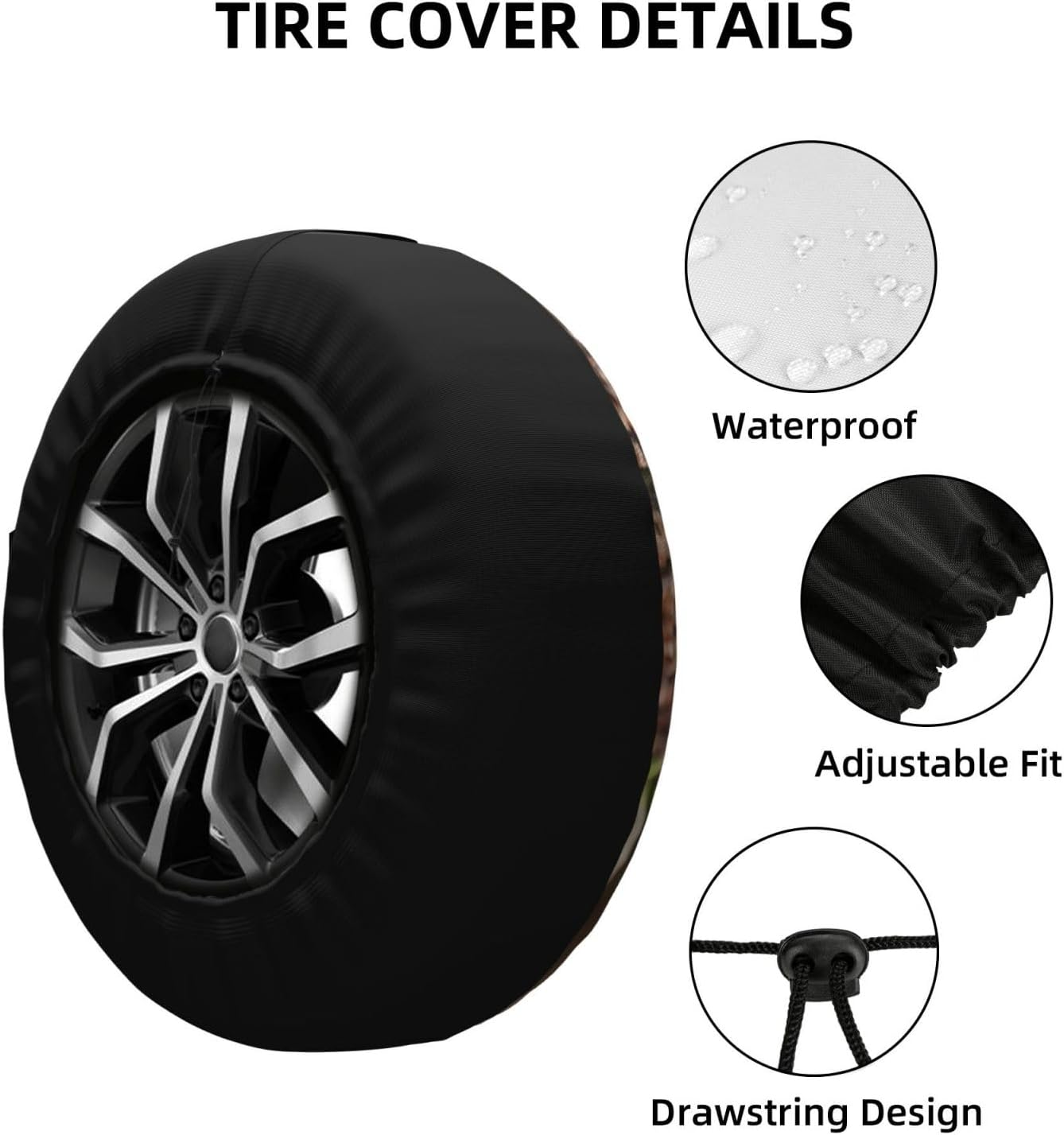 Universal Replacement Spare Wheel Cover Wild Boar Pig Family Waterproof Spare Wheel Cover Dustproof Tyre for Trailer, Motorhome, SUV, Off-Road Vehicle Wheel 15 Inch image number 1