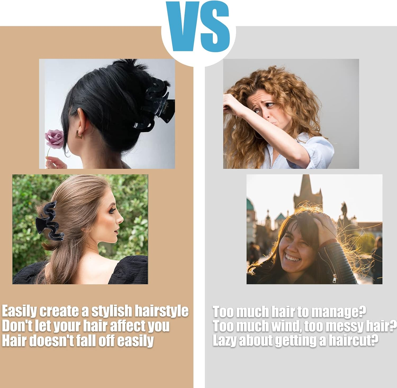 9 Cm Large Hair Clip with Strong Hold, Hair Clip for Women, Long Thick Curly Hair, Acrylic Hair Clips for Women and Girls (Black) image number 4