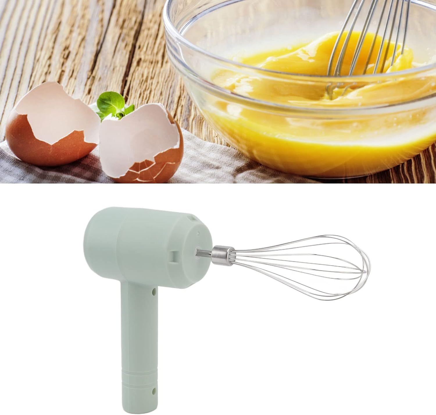 Uadme Mini Electric Whisk, 20 W Low Power Handheld Kitchen Mixer Automatic USB Rechargeable Portable Wireless Hand Mixer Electric for Sauce Cake Egg Cream (Green) image number 4