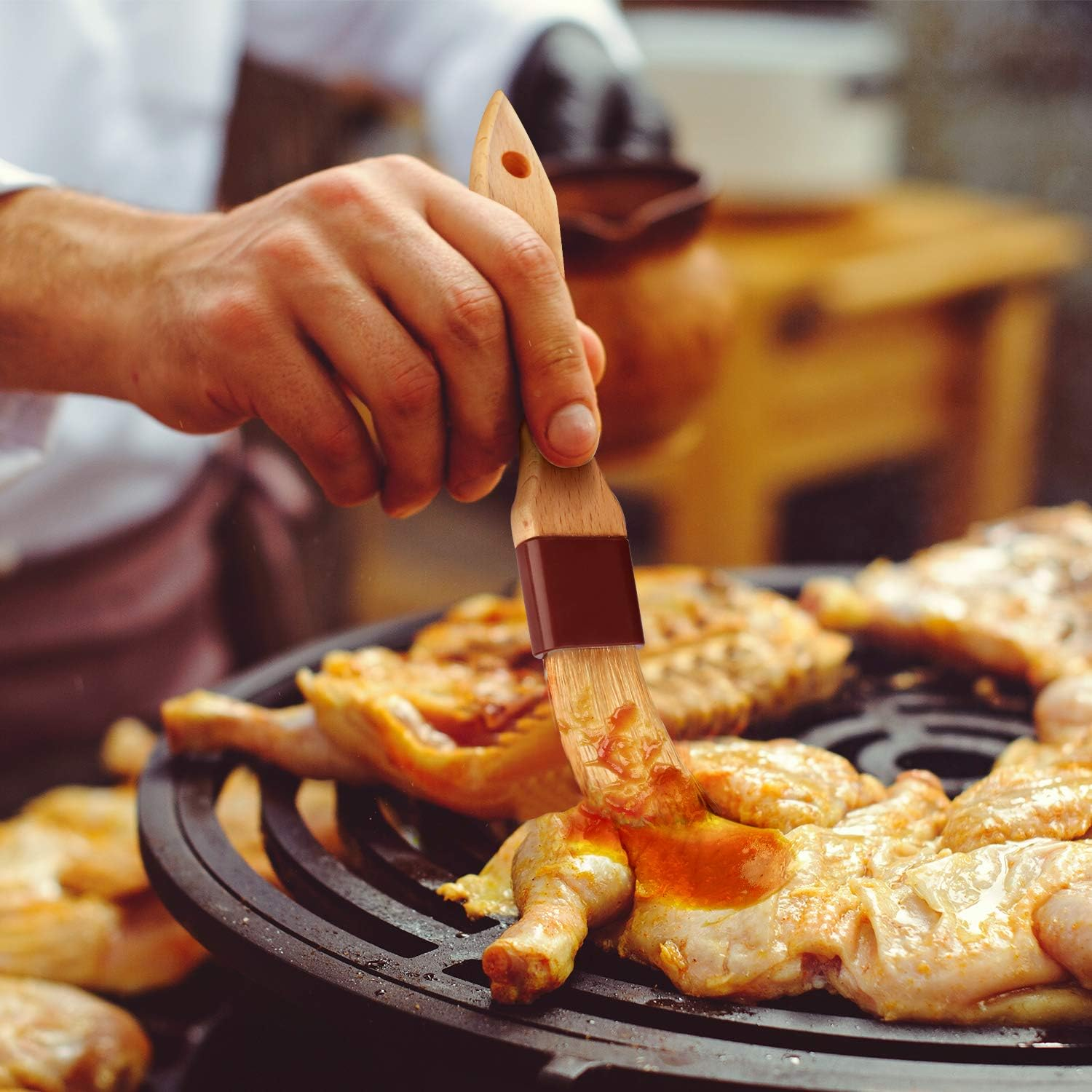 Pastry Brush for Baking Basting Brush with Boar Bristles and Beech Hardwood Handles Culinary Oil Brush for Barbecue Butter Grill BBQ Sauce Baster Marinade Kitchen Food Cooking Brushes