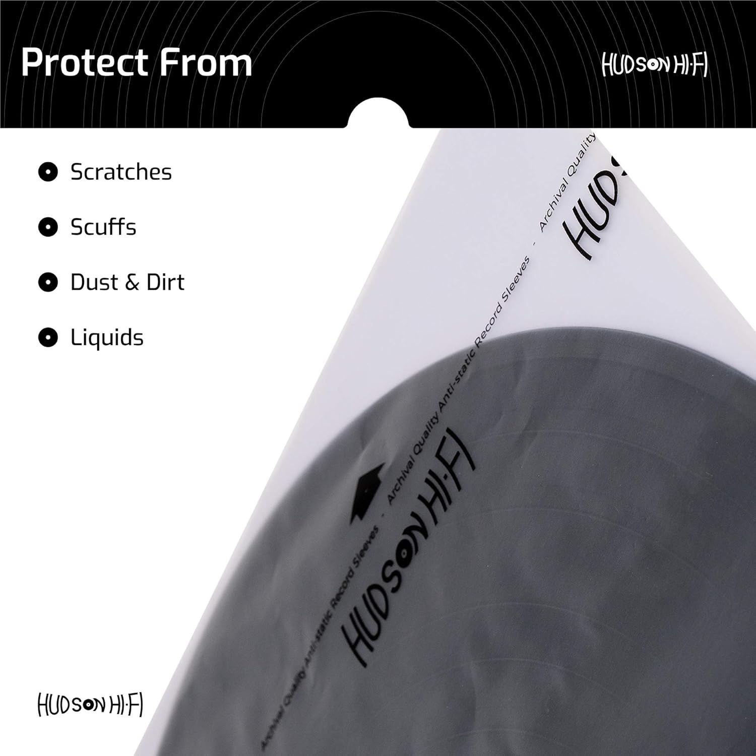 Hudson Hi-Fi Anti-Static Vinyl Record Inner Sleeves - Protective Vinyl Record Inner Sleeve 100- Pack - Protect Your LP Albums from Scratches, Dust & Dirt - Acid-Free Rice Paper Interior Disc Covers image number 3