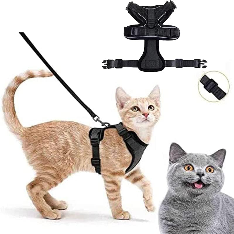 AIMALL Cat Dog Harness & Leash Walking Escape Proof Adjustable Reflective Vest Harness, Breathable Comfort Fit for Outdoor Activities, Neck 8.5-11", Chest 13.5-16" image number 3