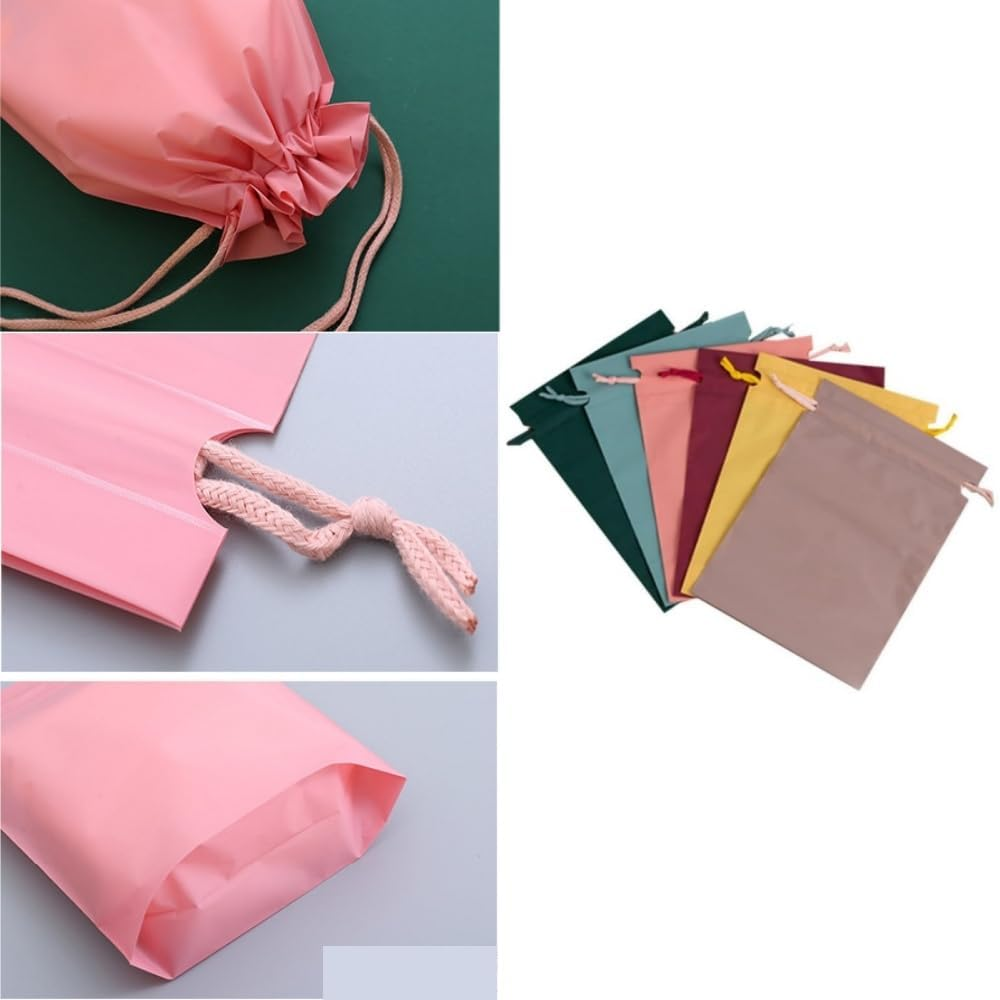 12-Pack Waterproof Drawstring Bags for Travel - Multicolor PE Plastic Storage Pouches with Shrinkable Closure, Foldable Shoe Bags & Clothes Organizer, Luggage Accessories (6 Colors) image number 2