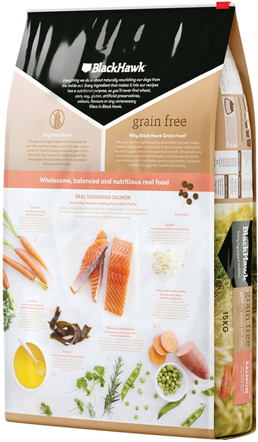 Black Hawk Adult All Breed Grain Free Salmon Dry Dog Food 15 Kg image number 5