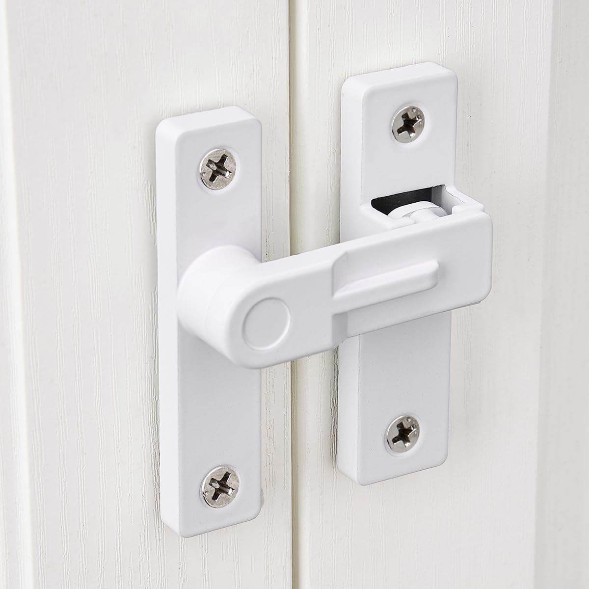 INIRET 180 Degree Flip Latch, Barn Door Latches，White Zinc Alloy Barn Gate Flip Door Latch,Sliding Door Antique Lock Gate Latches Wine Cabinet Closet Door Latches，White Finish image number 1