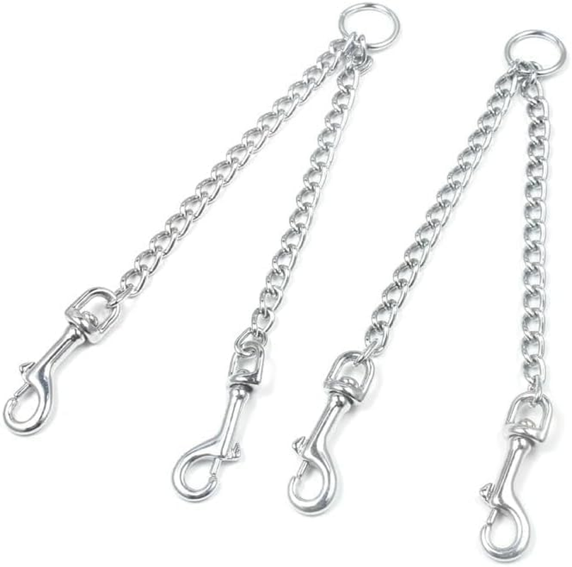 Double Dog Lead Rope,2 Pieces Metal Durable Dog Chain Chew Proof Tangle Free Dual Pet Dog Leash Extension Splitter Lead for 2 Dogs for Walking (Silvery, 2.5 * 40CM) image number 5