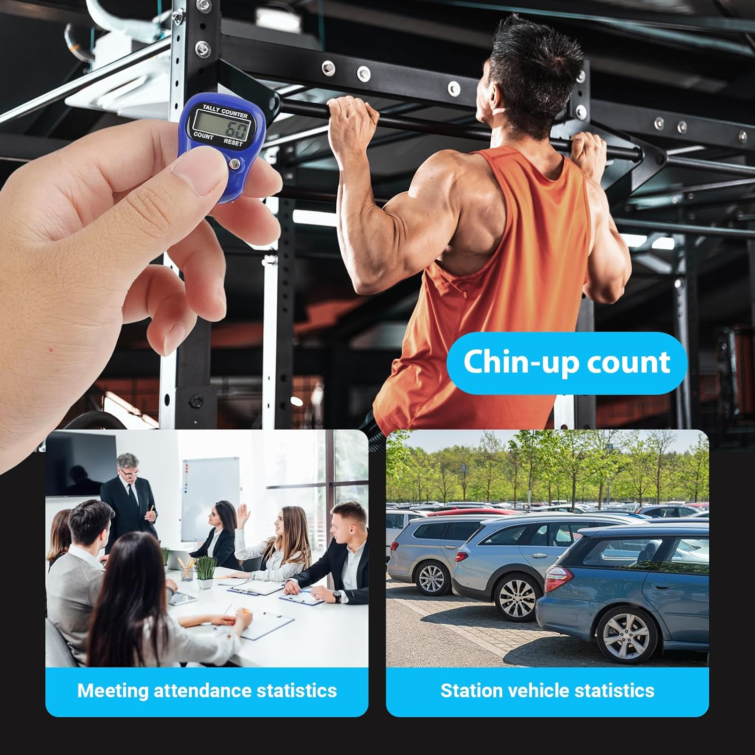 9 Pcs Electronic Finger Tasbeeh Tally Counter Mini LCD Digital Display Handheld Pitch Clicker, Resettable Finger Hand Tally Counter for Golf Coaching Knitting, Lap, Fishing Row Baseball Easy to Carry image number 1