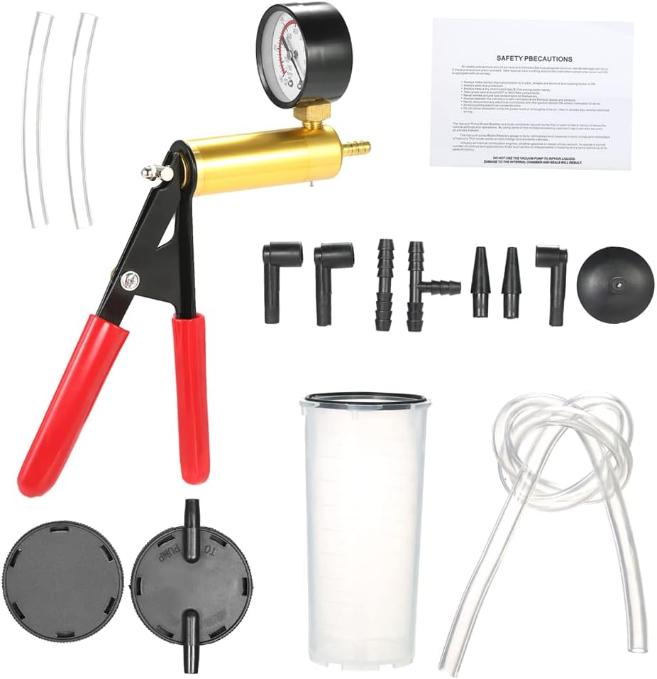 Eacam 17PCS Handheld Vacuum Pump Tester Brake Bleeder Kit Brake System Bleeding Tools with Adapters Automotive Fluid Reservoir Tester for Car Truck Motorcycle image number 4