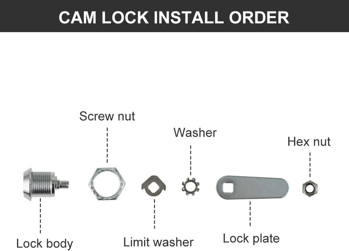 Drawer Tubular Cam Lock 25Mm Zinc Alloy Security Drawer Cam Cylinder Lock with 2 Keys for Door Mailbox Cabinet Cupboard Letterbox image number 3