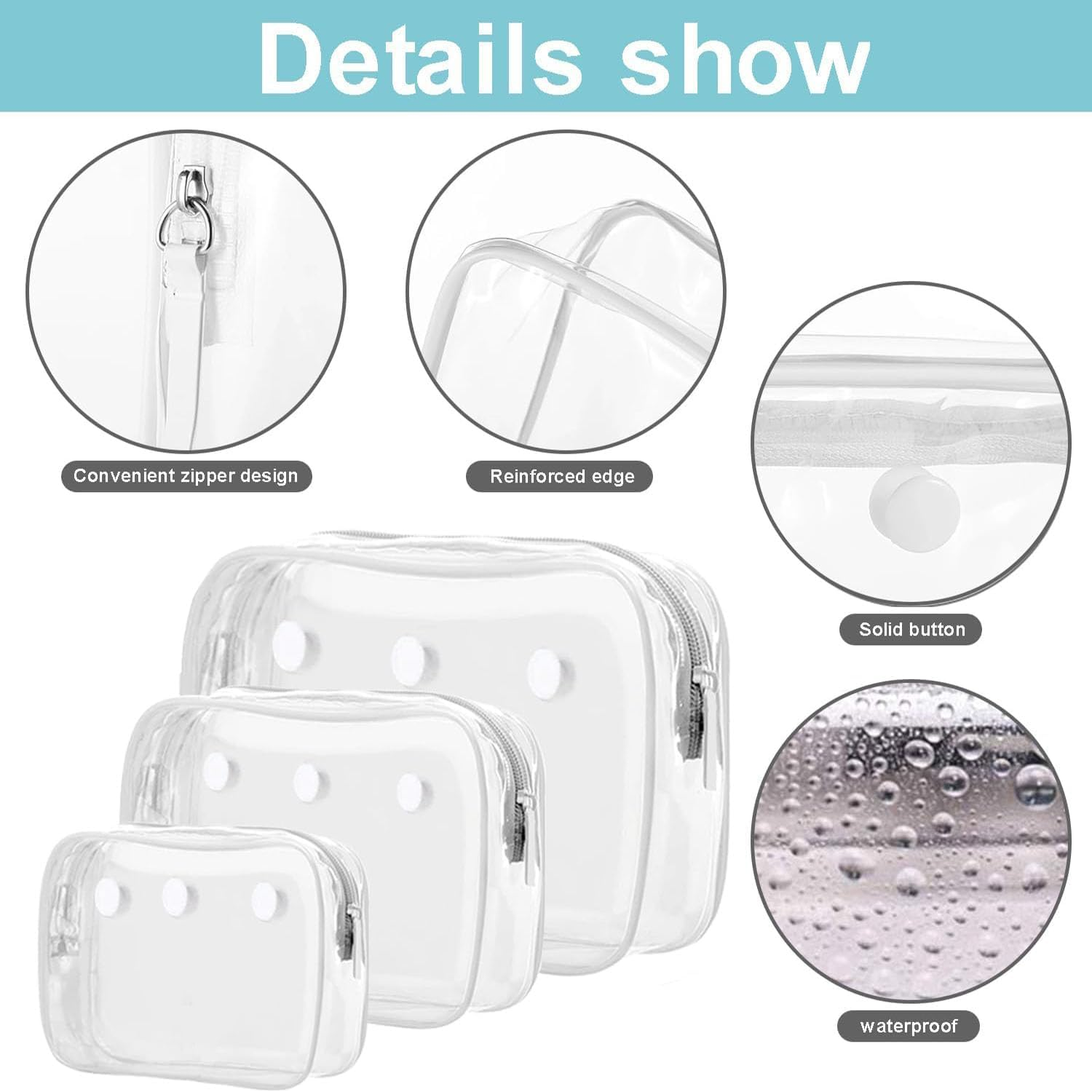 Clear Toiletry Bags - Croc & Bogg Bag Style Rubber Tote, Travel Toiletries & Makeup Organizer, Beach Bag with Accessories, Ideal for Australian Travelers (White Set of 4)