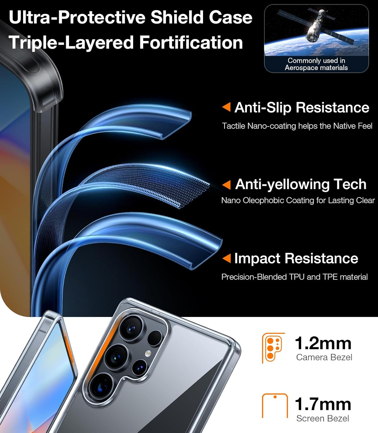 TORRAS Shockproof for Samsung Galaxy S25 Ultra Case 6.8'',12FT Military Grade Drop Tested, Protective Hard Semi-Clear Matte Back & Soft Edge Slim Galaxy S25 Ultra Clear Case Guardian Series, Clear image number 3