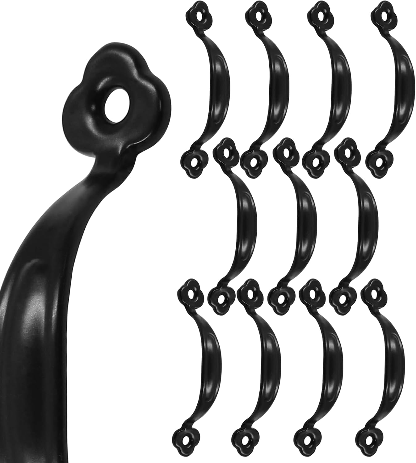 Hitefu 12Pcs 3 Inch Rustic Barn Door Handles, Bronze Vintage Metal Gate Pull Handle 2.6 Inch Hole to Hole, Plum Blossom Zinc Alloy Furniture Handle for Cabinet Garage Closet Drawer Cupboard Wardrobes image number 5