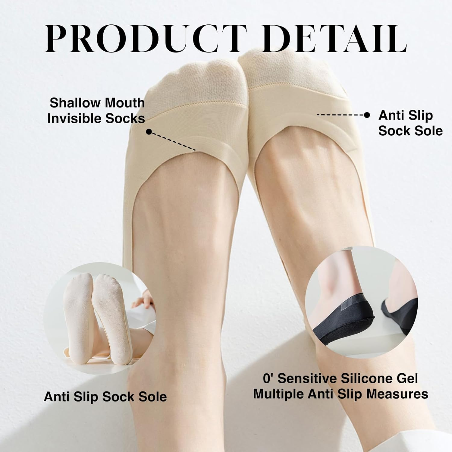 Ultra Low Cut Liner Socks for Women, No Show Non-Slip Hidden Invisible Socks for Flats and Boat Shoes, Comfortable Summer Sock Packs of 5 Pairs, Perfect for Everyday Wear image number 2