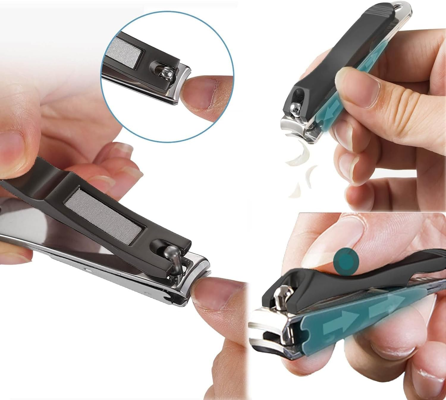 YUENTOEN Nail Clippers, 2 Pack Stainless Steel Sharp Fingernail Clipper and Toenail Clippers, Nail Cutters for Men and Women