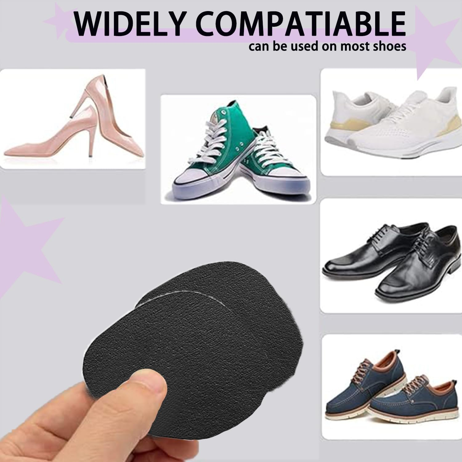 Roczential Shoe Patches for Holes, Self-Adhesive Shoe Hole Repair, Heel Patches for Sneakers Leather High Heels (Black)