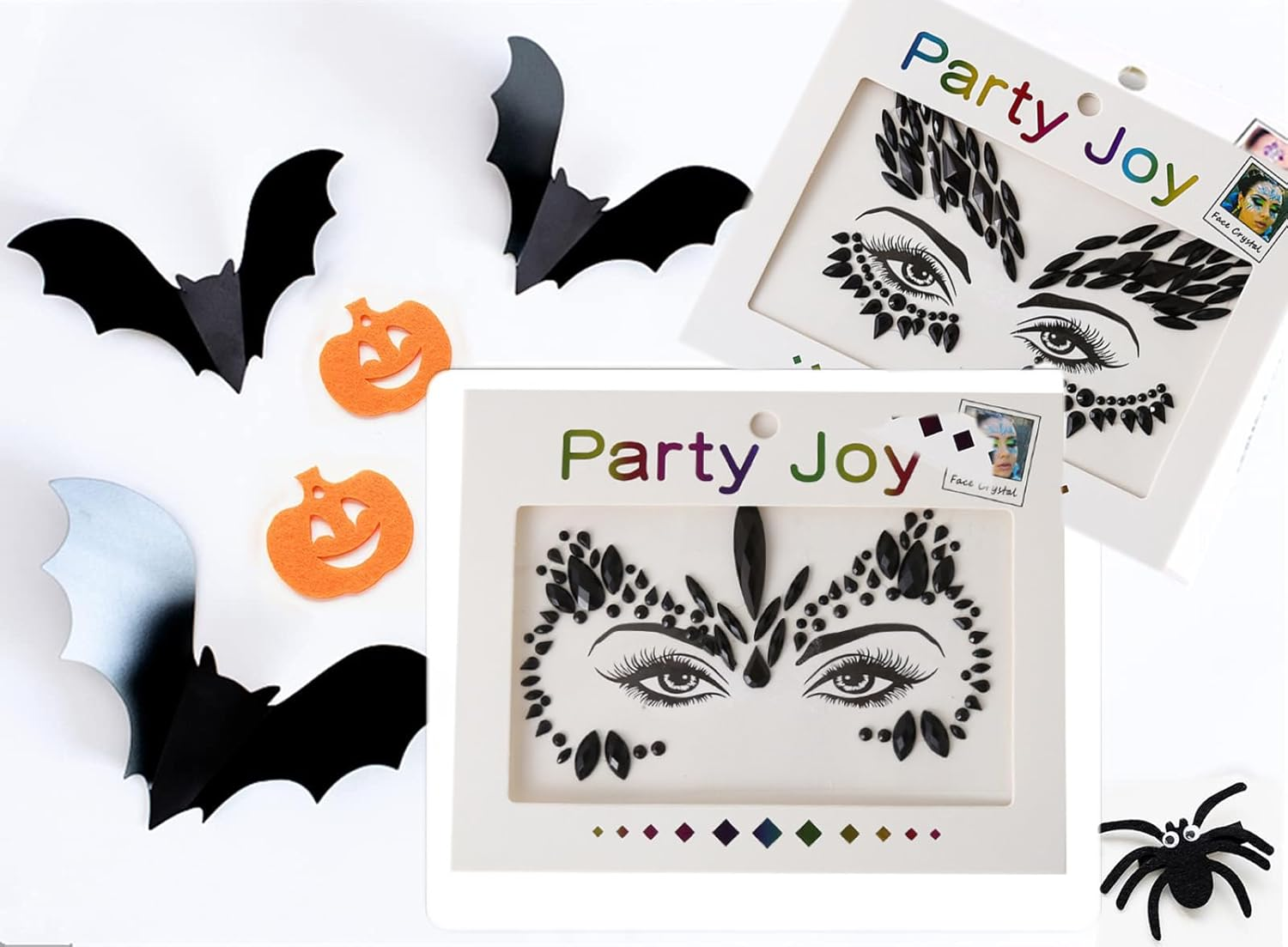 2 Pcs Black Face Gems，Eco-Friendly Resin Material Self-Adhesive Mermaid Face Jewels Stick on Stickers Glitter Face Makeup Gems for Kids Festival Forehead Decorations image number 4