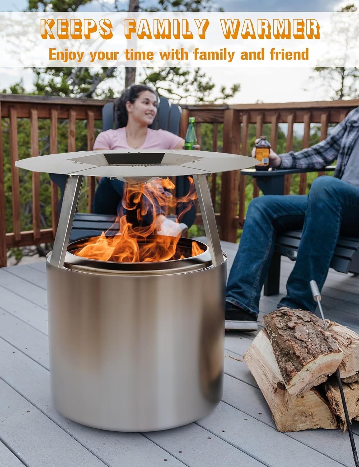 Heat Deflector for Solo Stove Bonfire, 19.5" Heat Deflector for Solo Stove Fire Pit, 304 Stainless Steel Heat Deflector with Handle & 3 Legs for Bonfire Fire Pit, Universal Heat Plate Traps Heat For image number 1